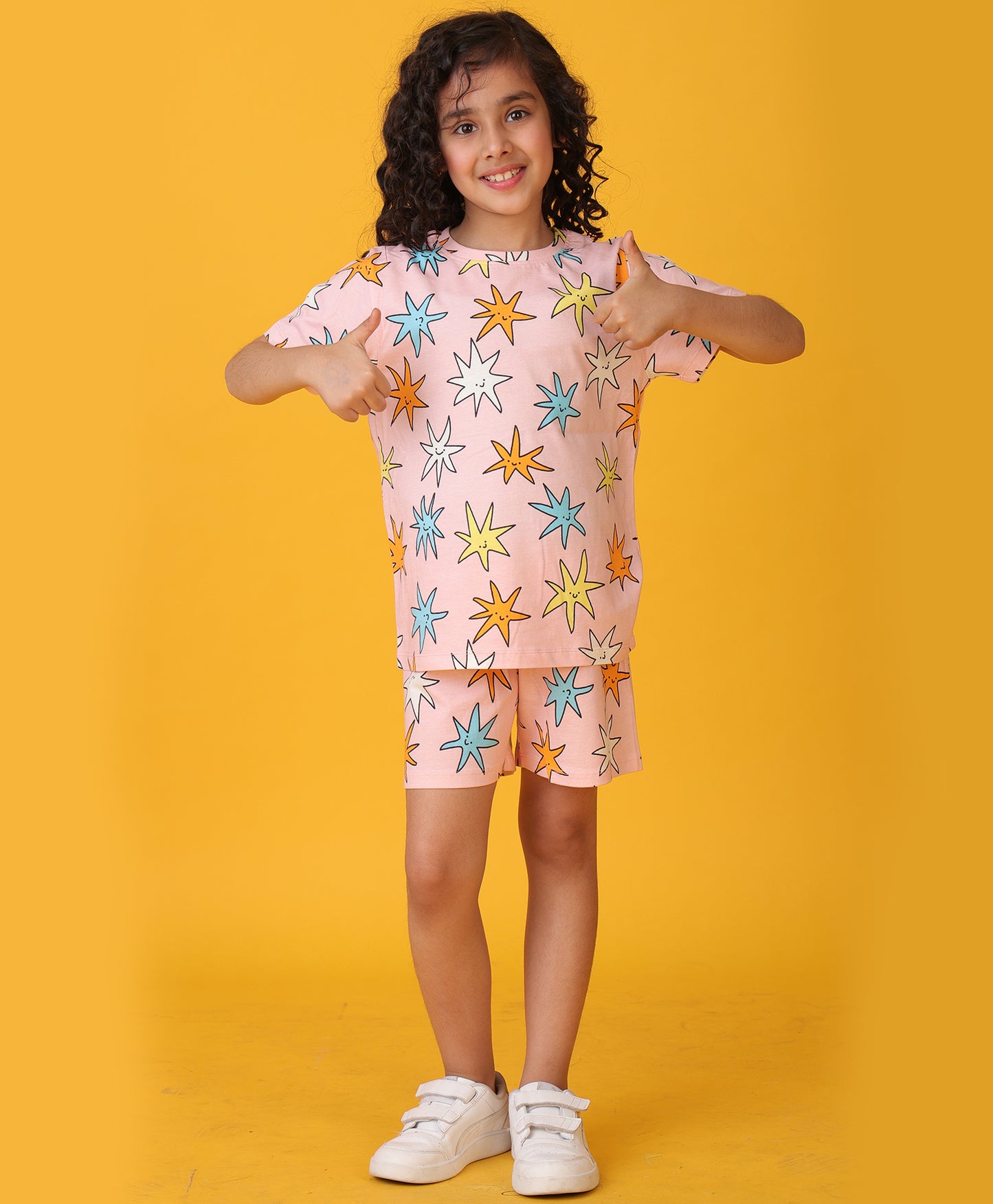 SMILING STAR PINK SHORTS SET - PINK
