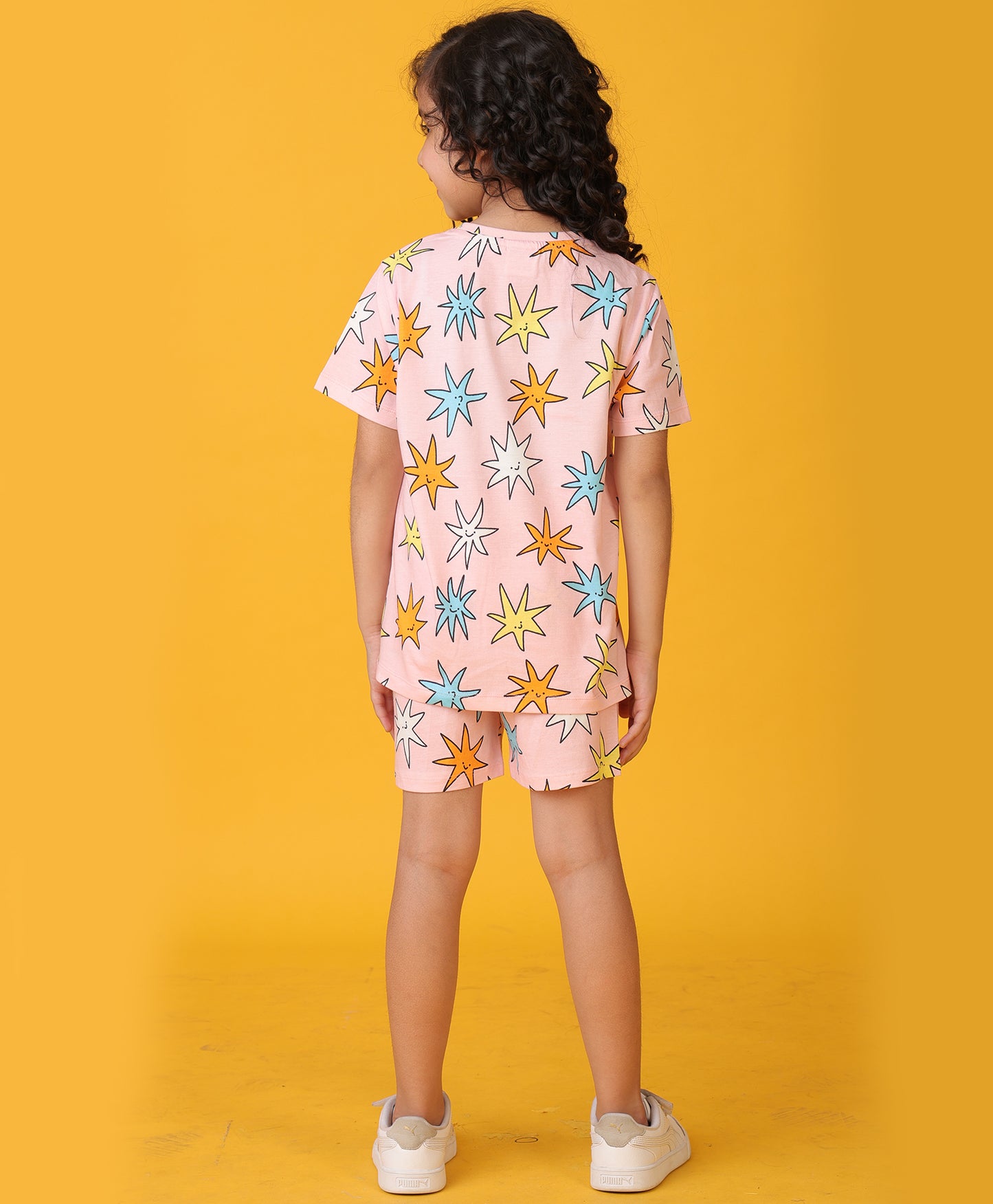 SMILING STAR PINK SHORTS SET - PINK
