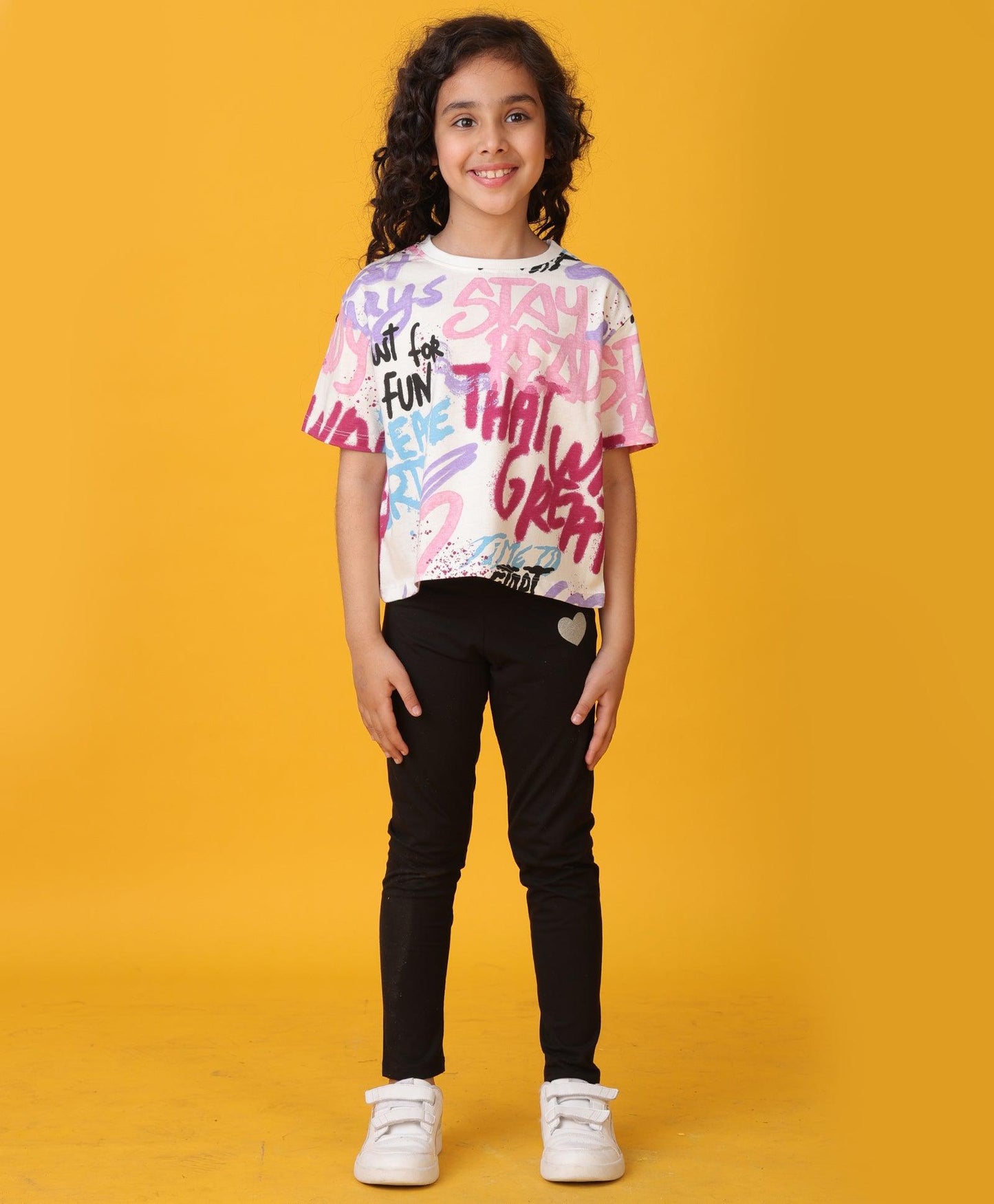 CREATE ART SUMMER BLACK LEGGINGS SET - WHITE/BLACK