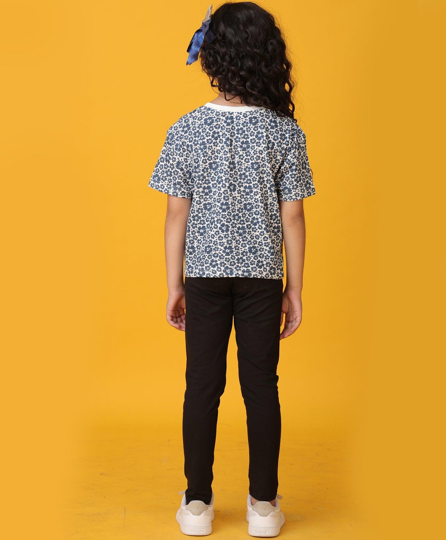 FLORAL T-SHIRT SUMMER BLACK LEGGINGS SET - BLACK