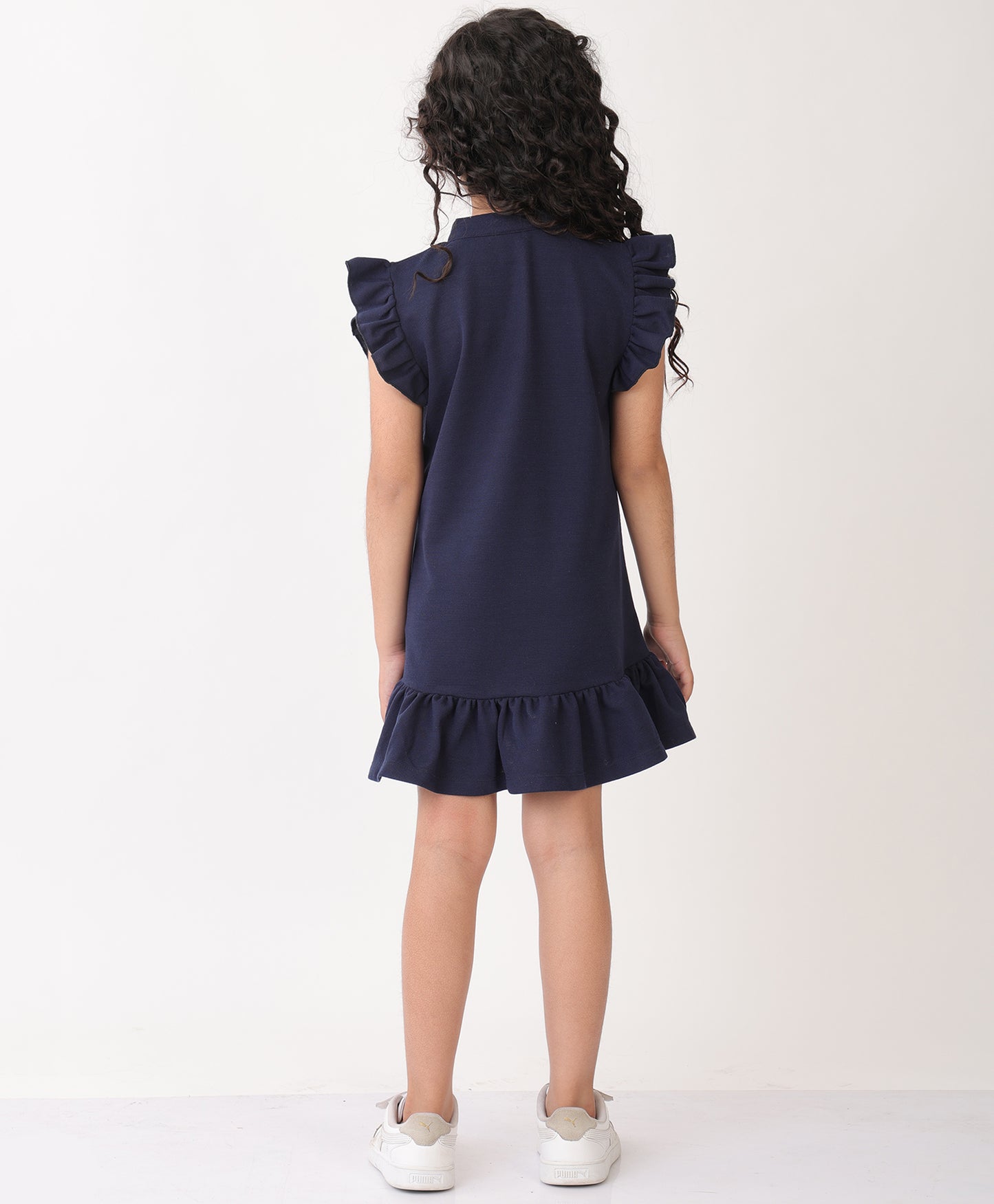 SUMMER NAVY SILVER HEART SUMMER DRESS - NAVY