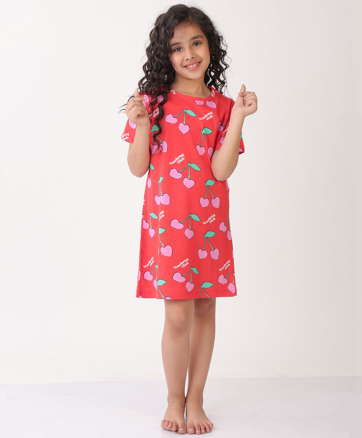 SUMMER CHERRY RED NIGHT DRESS - RED