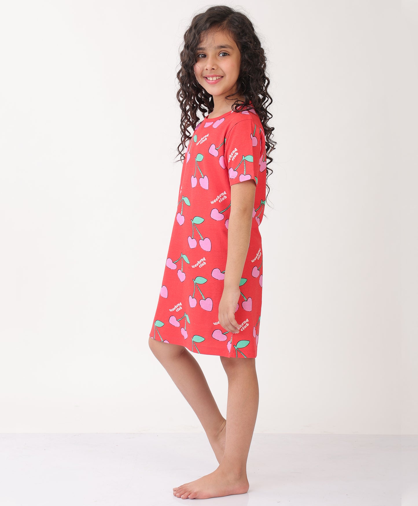 SUMMER CHERRY RED NIGHT DRESS - RED