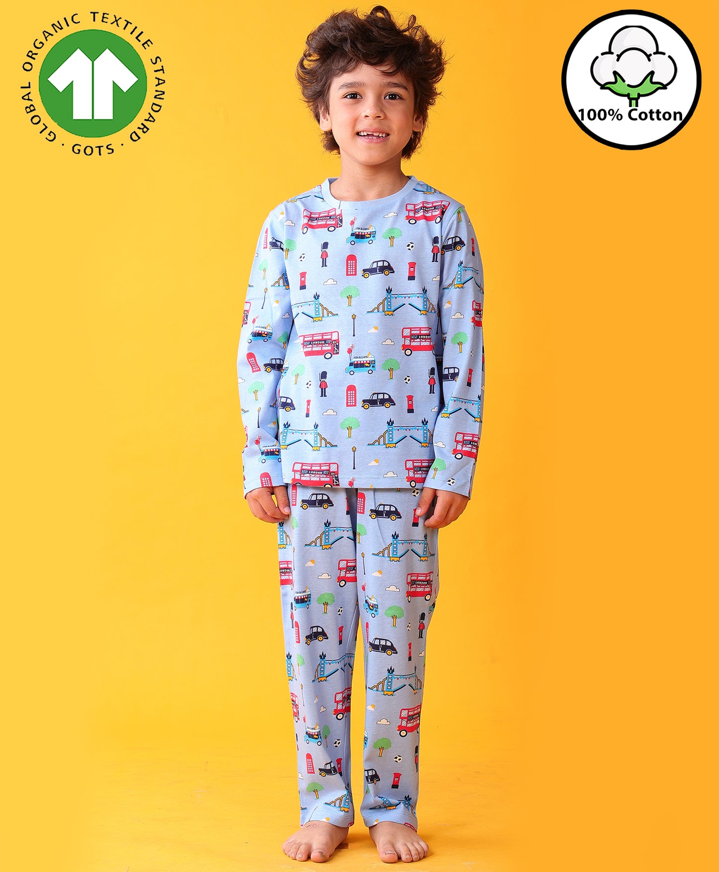 LONDON PARIS LONG SLEEVE PYJAMA SET - SKY