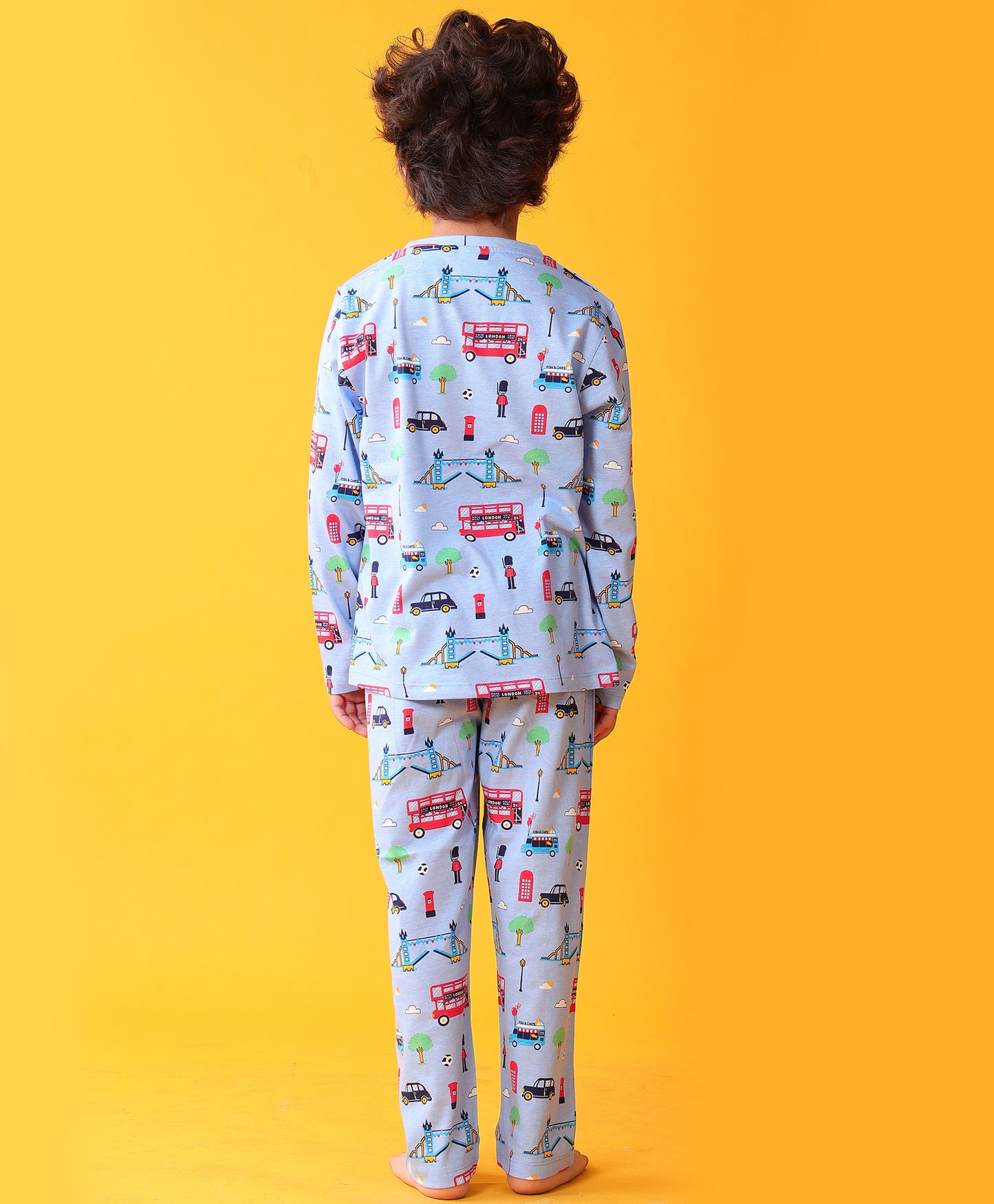 LONDON PARIS LONG SLEEVE PYJAMA SET - SKY