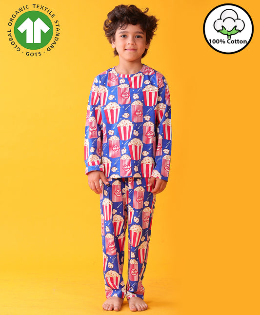 POPCORN BLUE LONG SLEEVE PYJAMA SET - BLUE