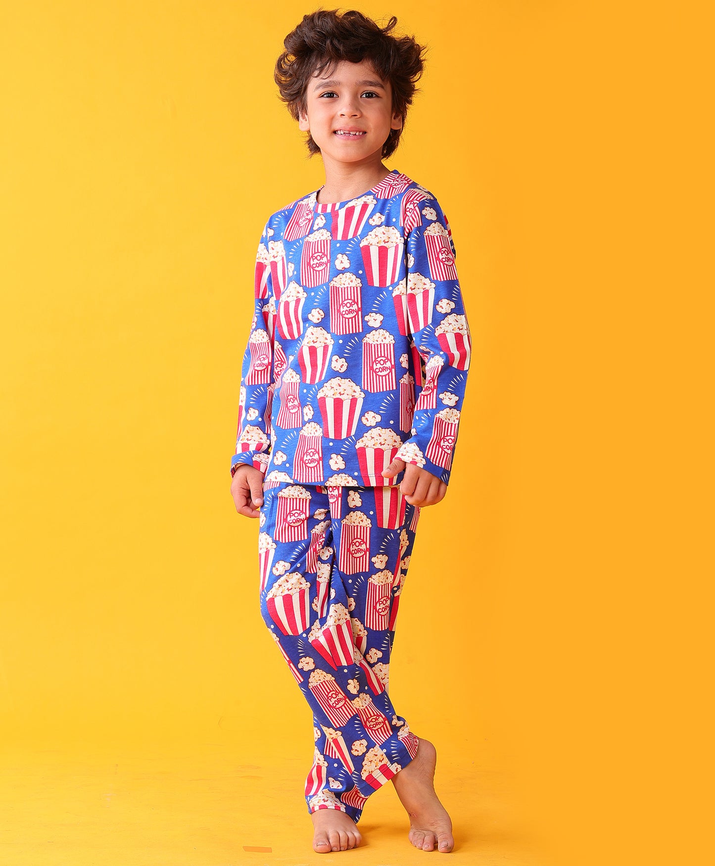 POPCORN BLUE LONG SLEEVE PYJAMA SET - BLUE