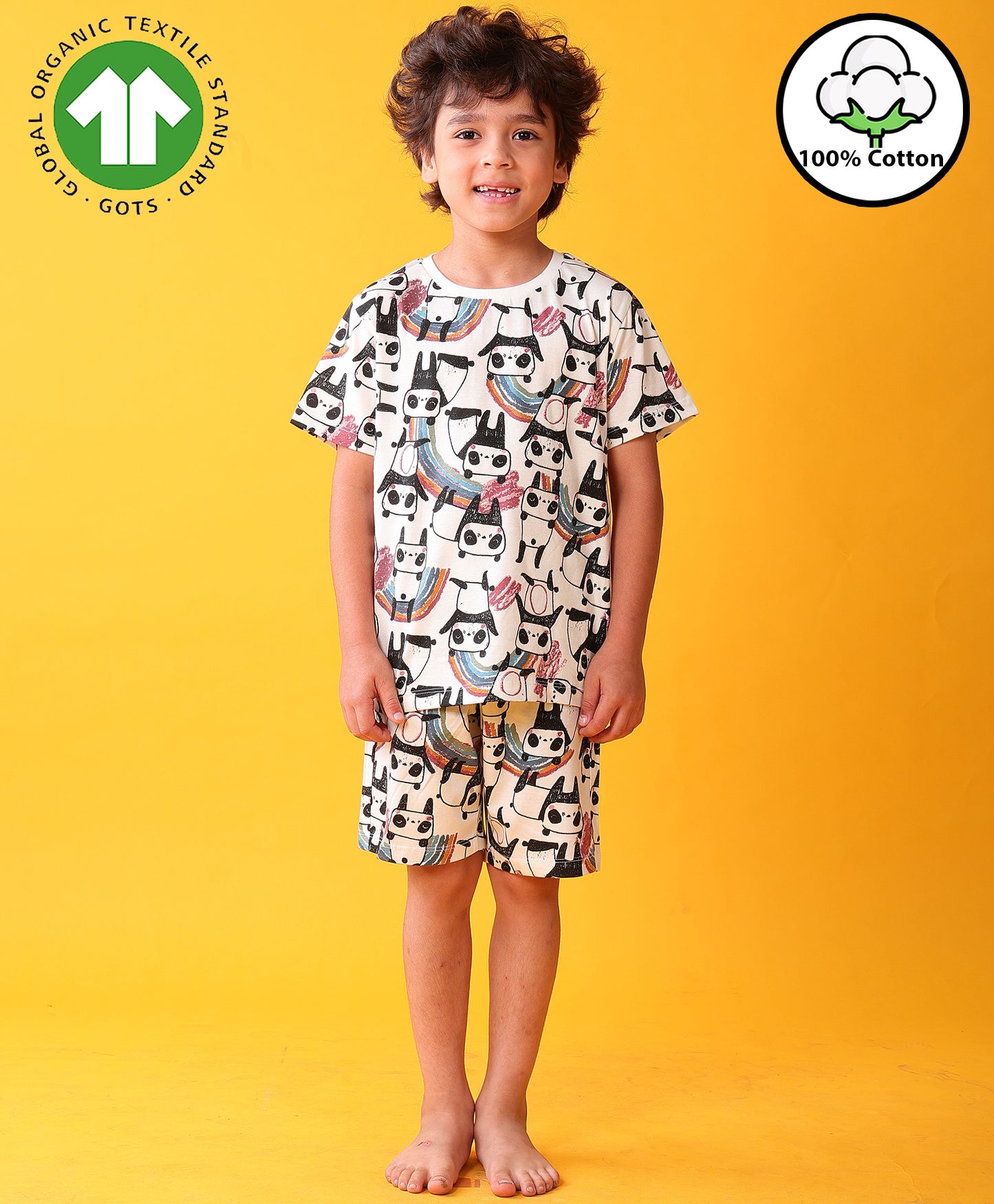 PANDA SLEEPWEAR SHORTS SET - WHITE