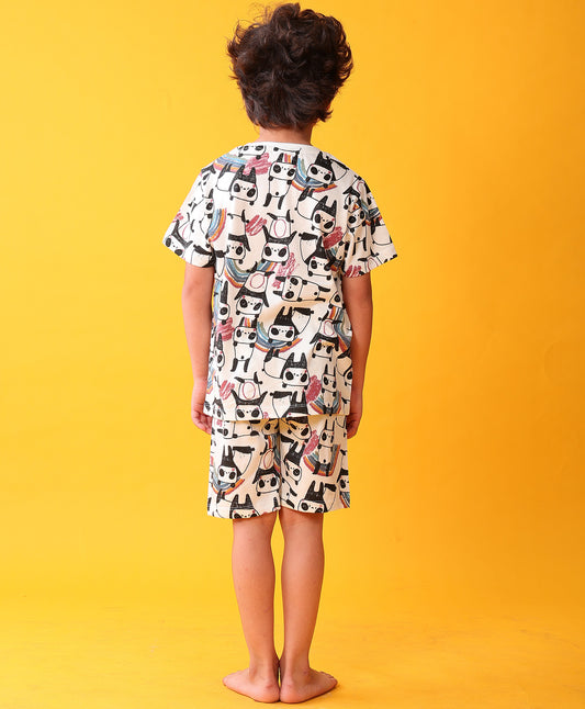 PANDA SLEEPWEAR SHORTS SET - WHITE