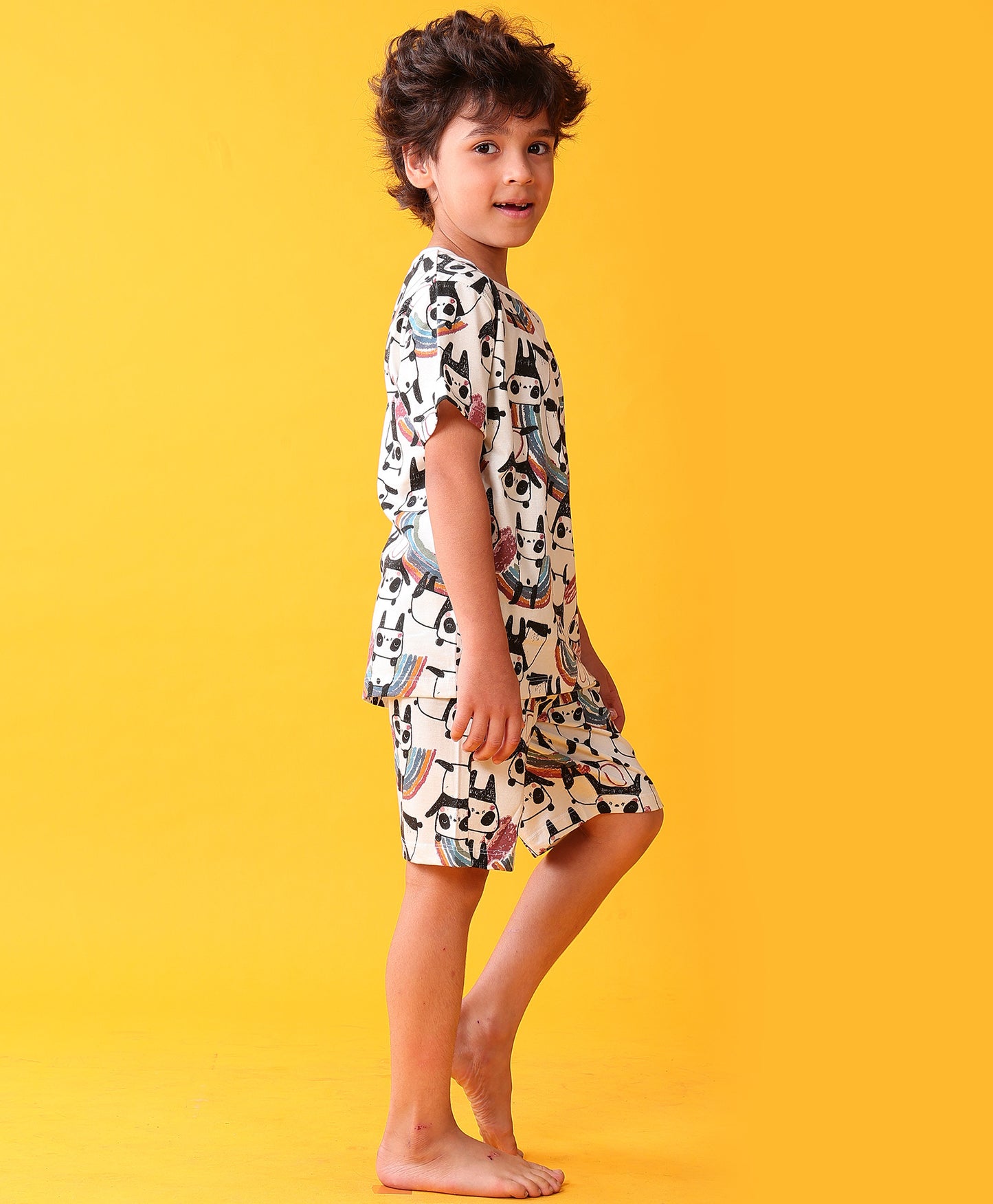 PANDA SLEEPWEAR SHORTS SET - WHITE