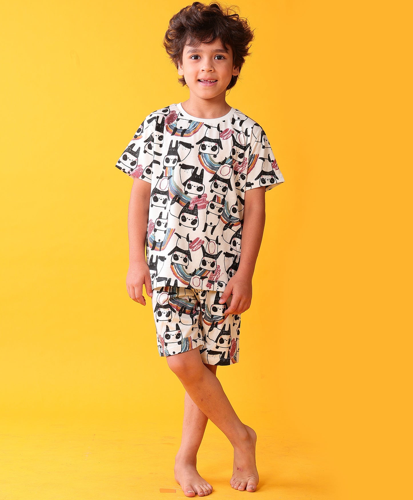 PANDA SLEEPWEAR SHORTS SET - WHITE