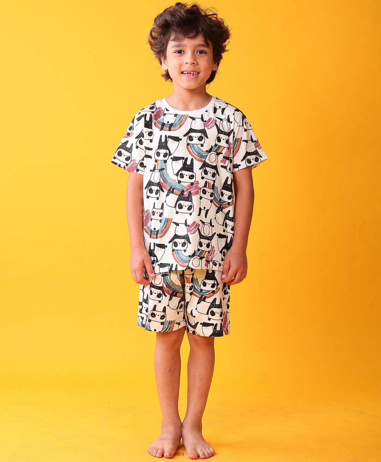 PANDA SLEEPWEAR SHORTS SET - WHITE