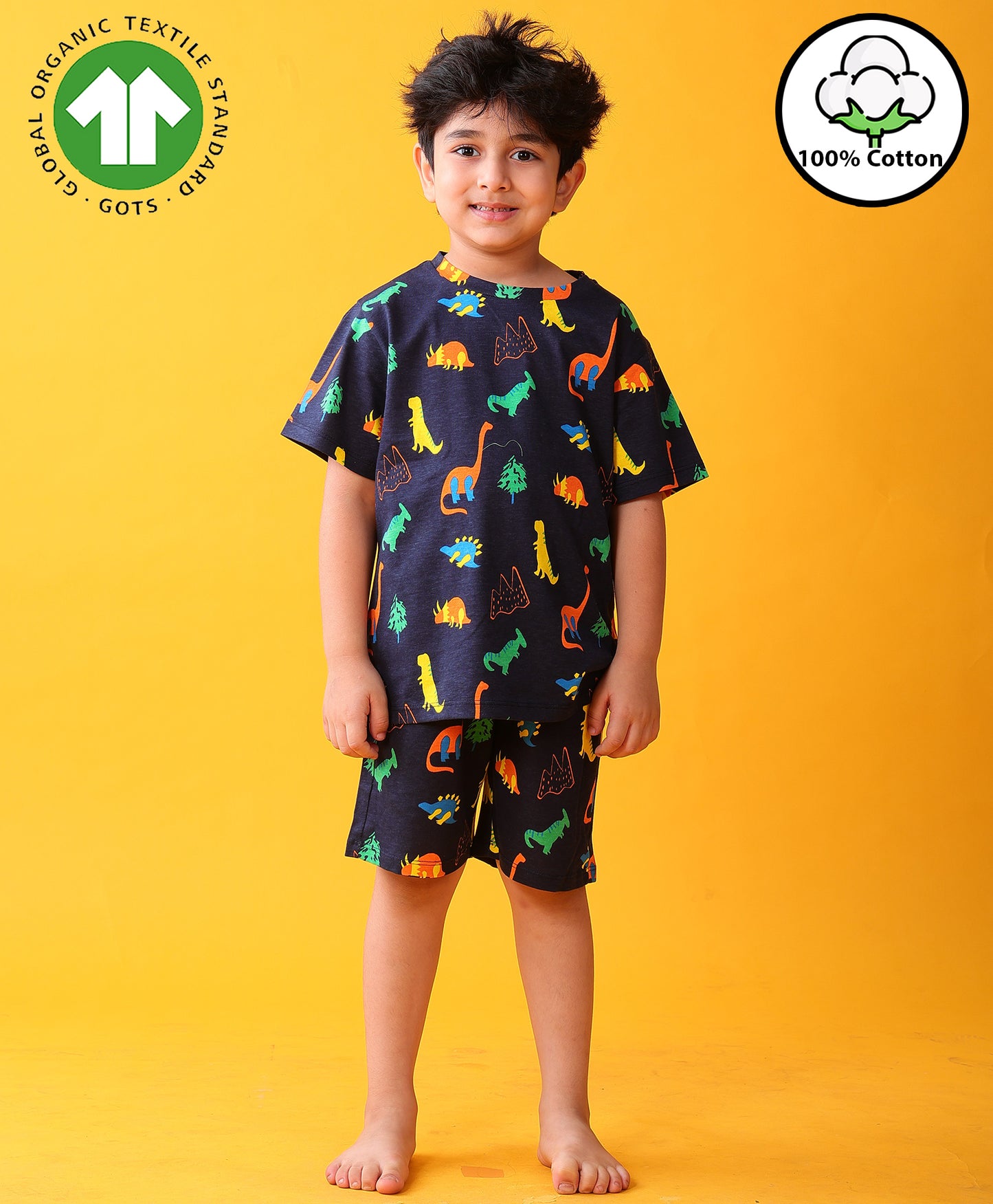 DINOSAUR FUN NAVY SLEEPWEAR SHORTS SET - NAVY