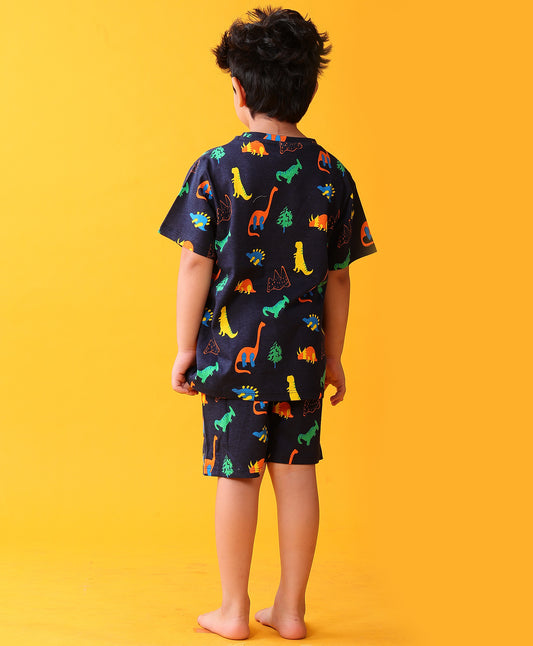 DINOSAUR FUN NAVY SLEEPWEAR SHORTS SET - NAVY