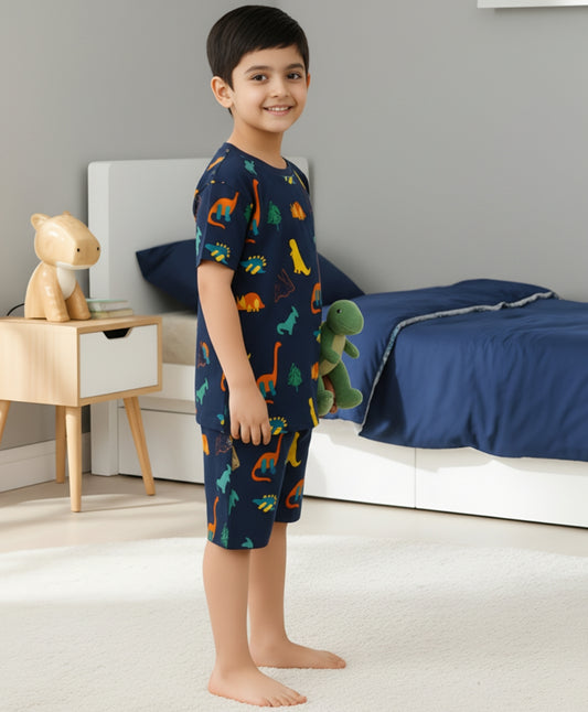 DINOSAUR FUN NAVY SLEEPWEAR SHORTS SET - NAVY