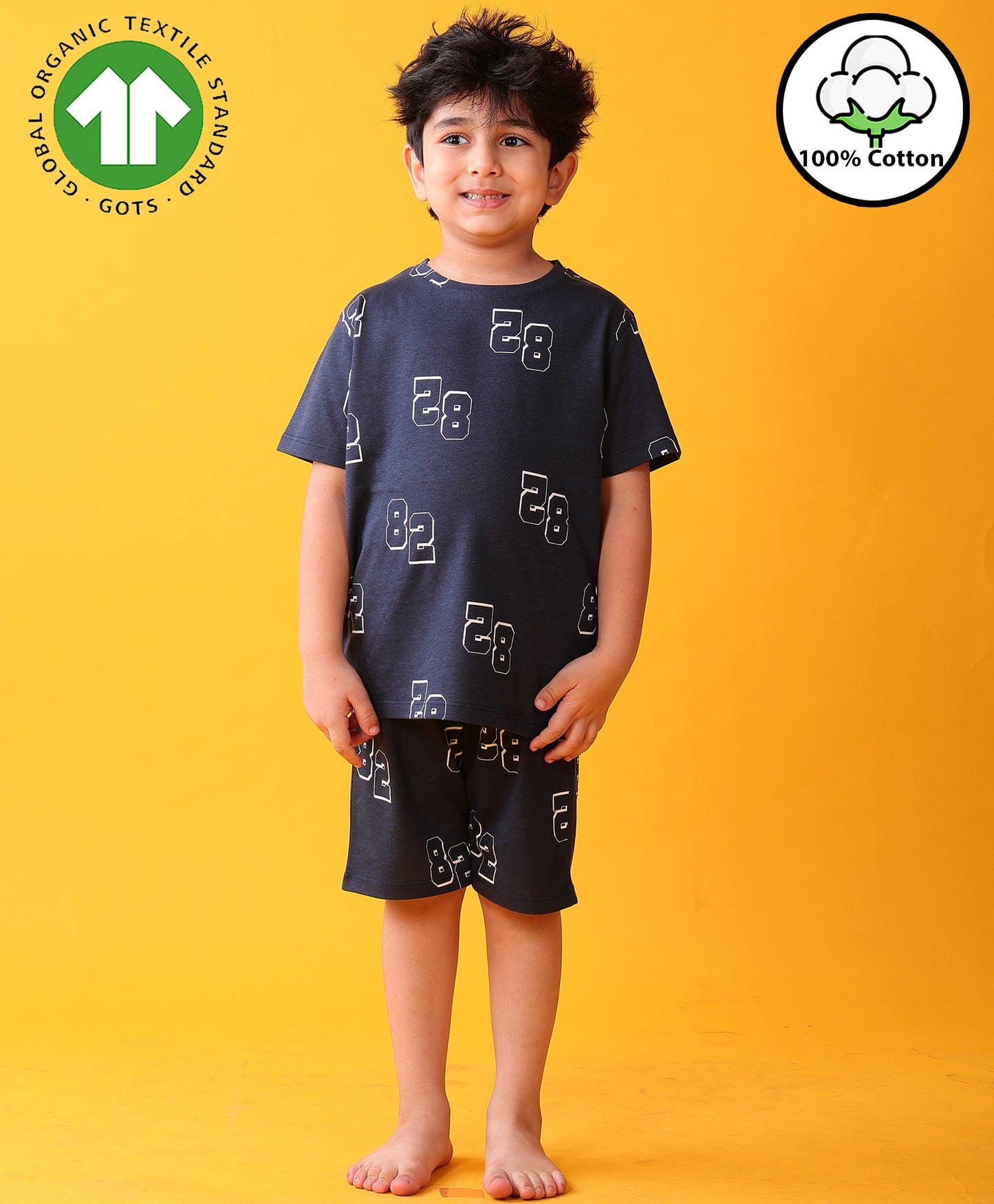 NUMBERS NAVY SLEEPWEAR SHORTS SET - NAVY