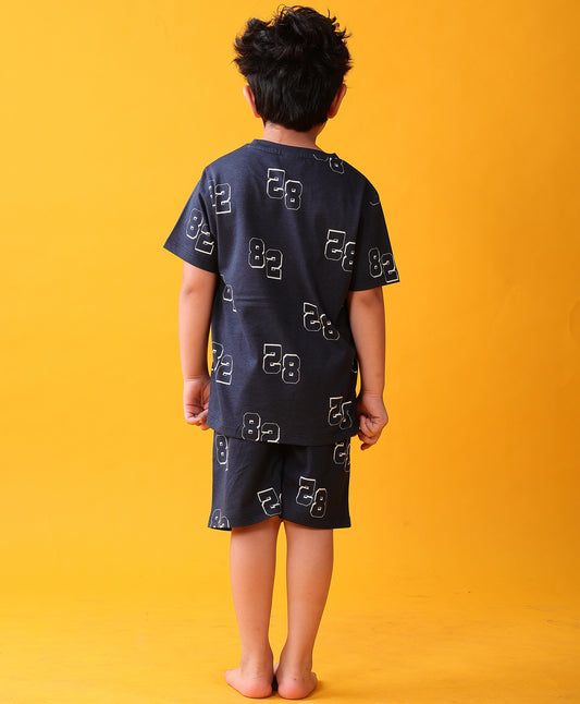 NUMBERS NAVY SLEEPWEAR SHORTS SET - NAVY