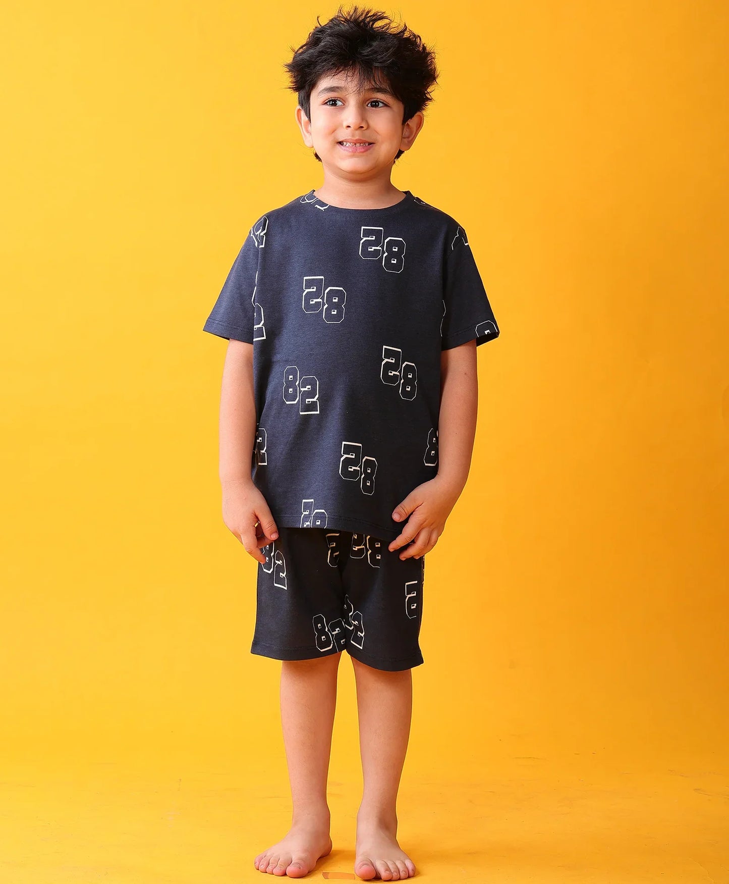 NUMBERS NAVY SLEEPWEAR SHORTS SET - NAVY