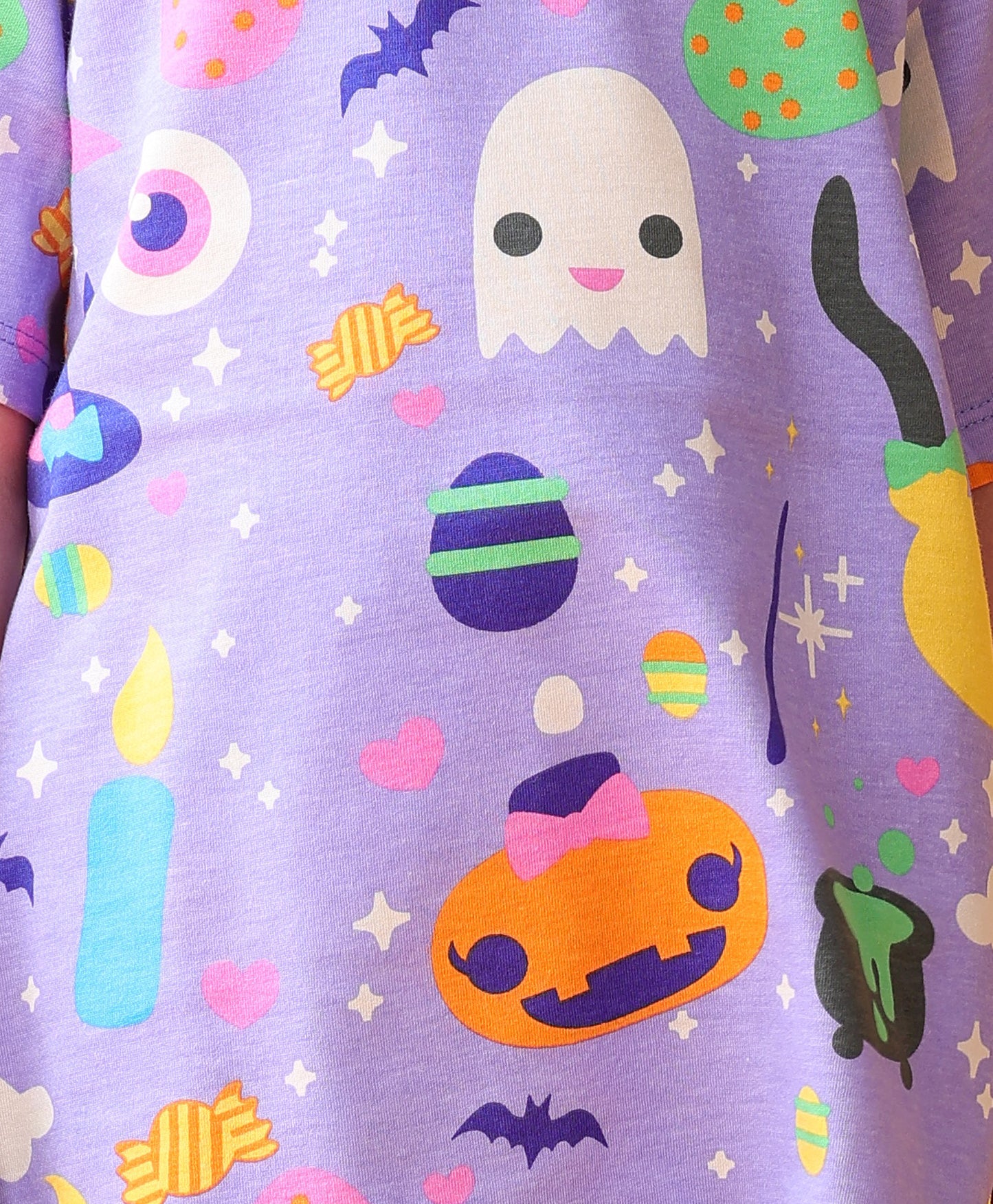 HALLOWEEN GIRLS SHORT SLEEVE PYJAMA SET - PURPLE