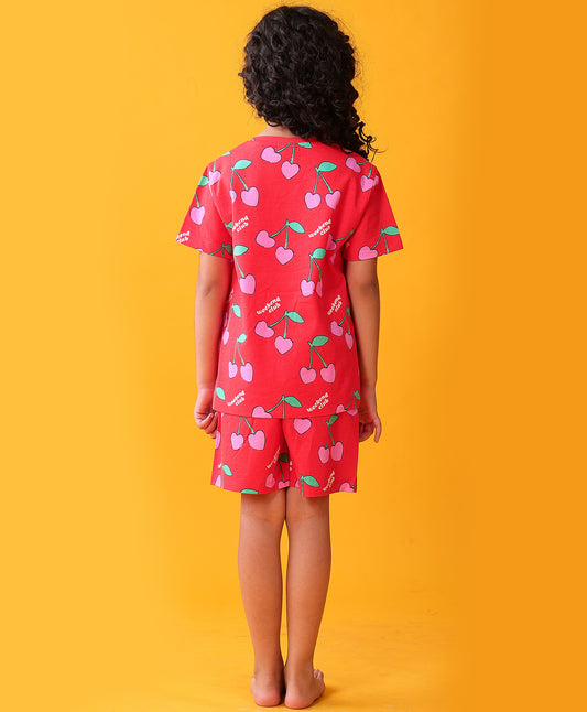 CHERRY RED SLEEPWEAR SHORT SET - RED