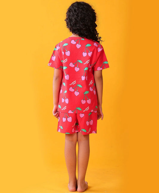 CHERRY RED SLEEPWEAR SHORT SET - RED