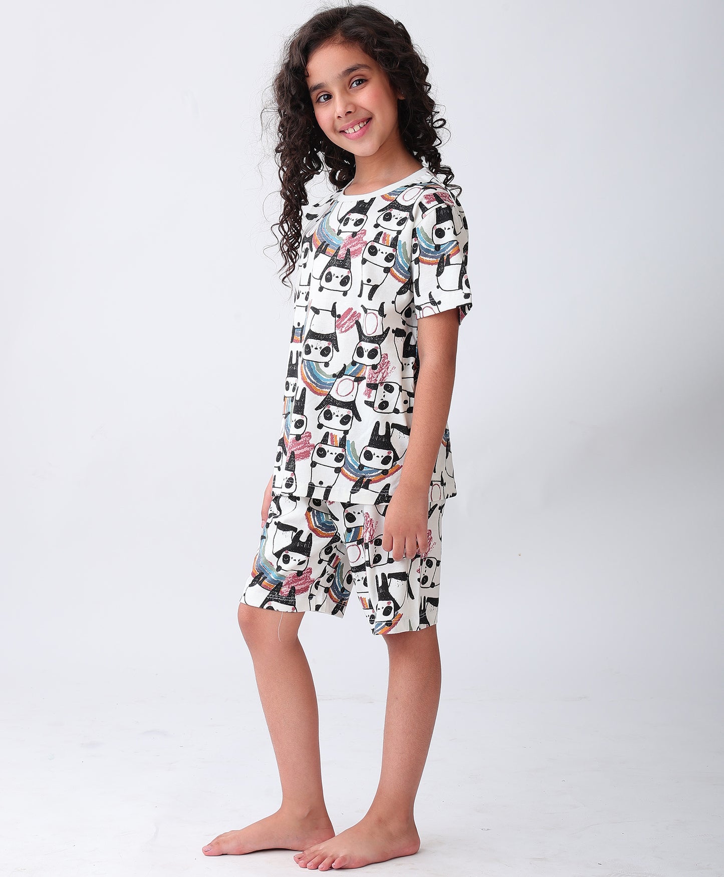 PANDA GIRLS SLEEPWEAR SHORT SET- OFF WHITE