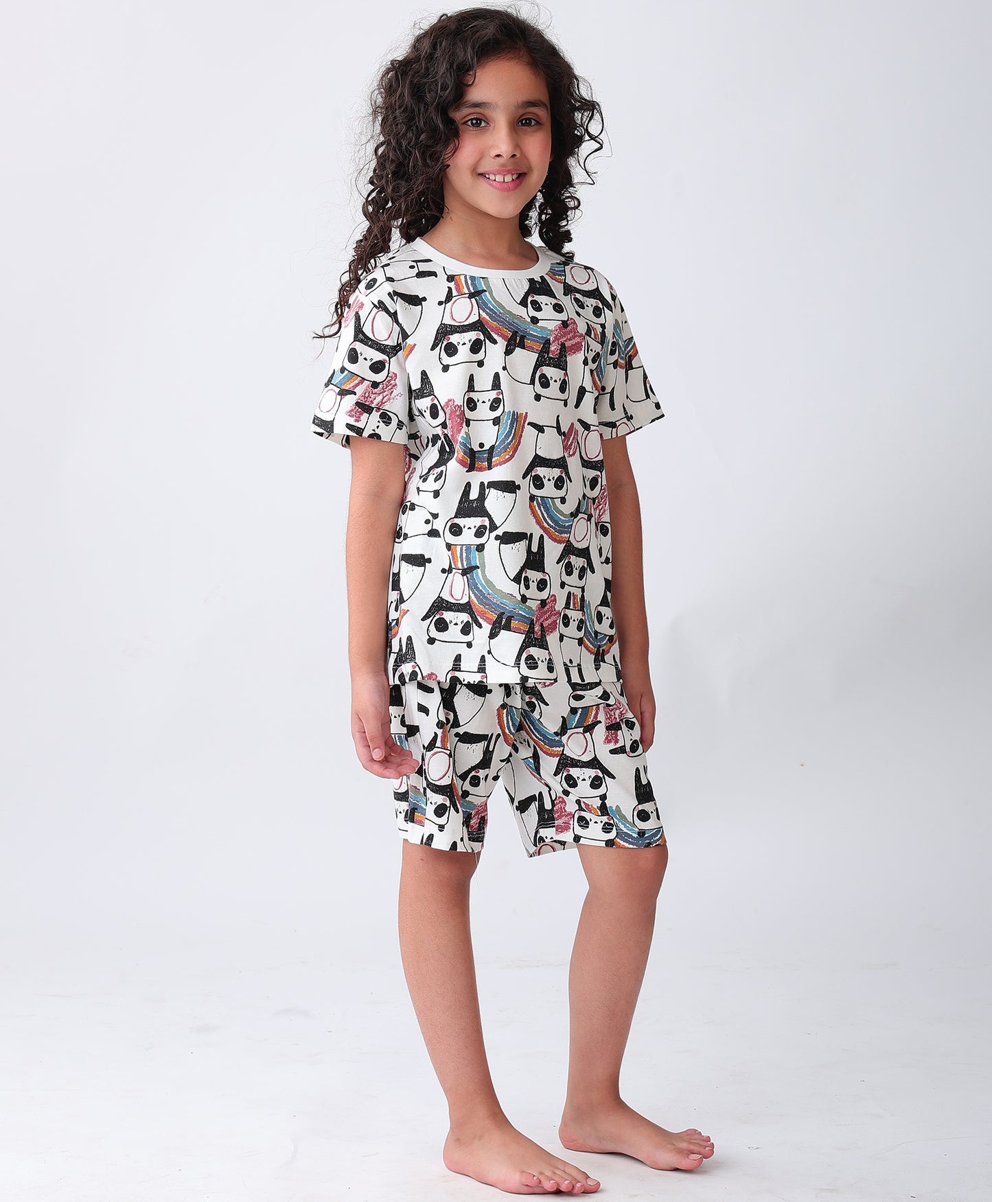 PANDA GIRLS SLEEPWEAR SHORT SET- OFF WHITE