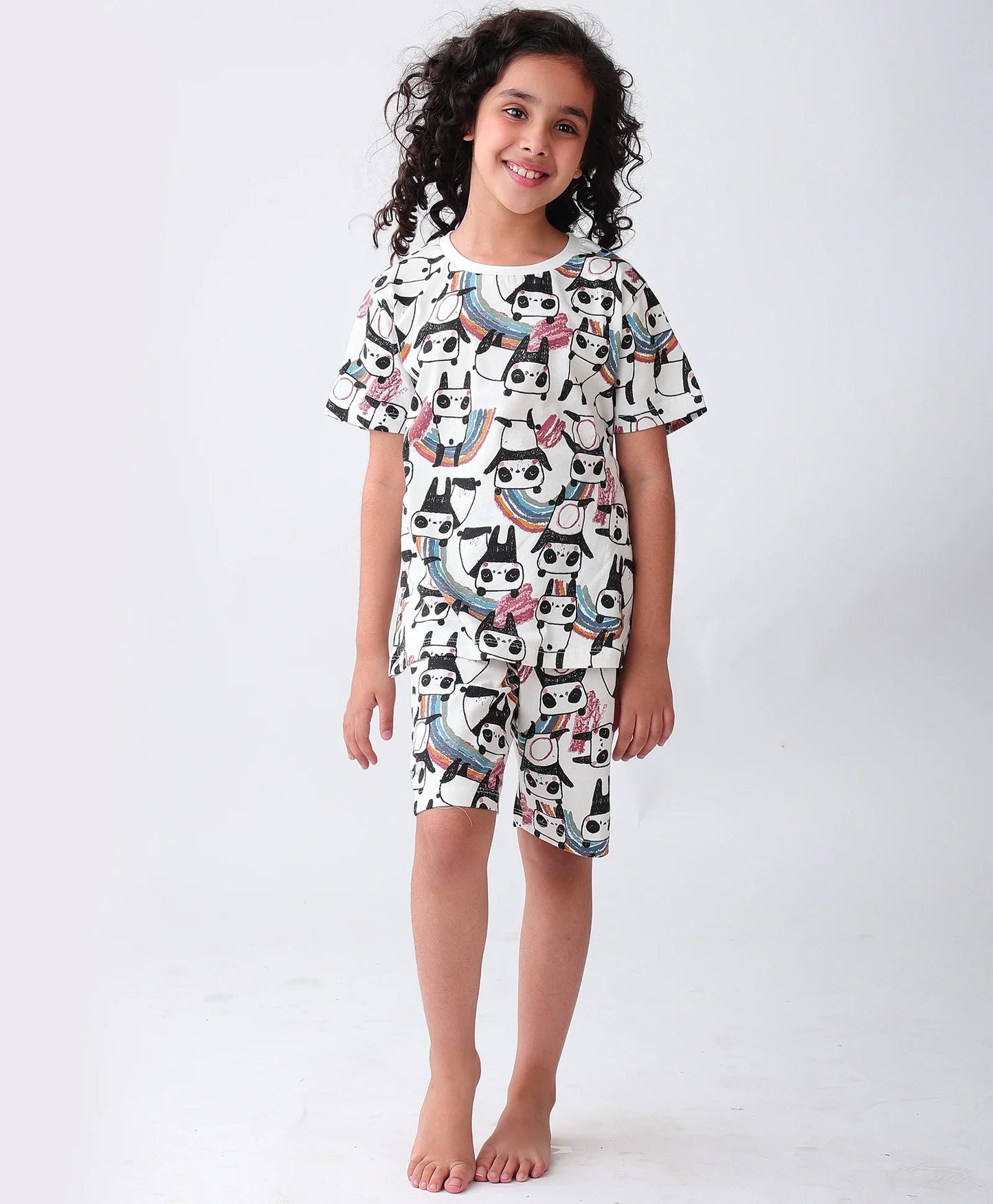 PANDA GIRLS SLEEPWEAR SHORT SET- OFF WHITE