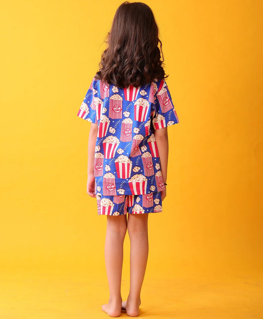 POPCORN GIRLS SLEEPWEAR SHORT SET - BLUE