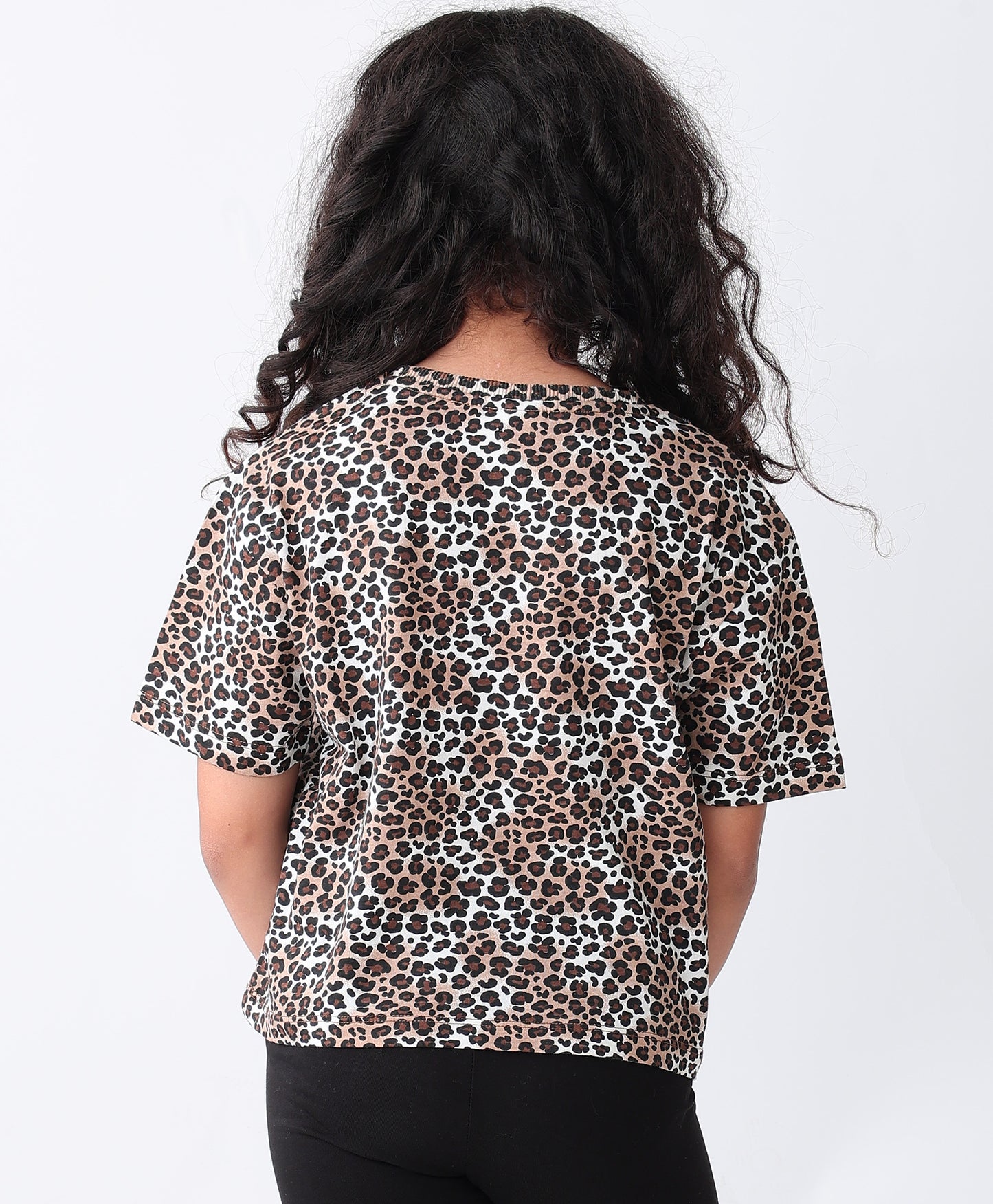 LEOPARD BLACK SHORT SLEEVE T-SHIRT - BLACK