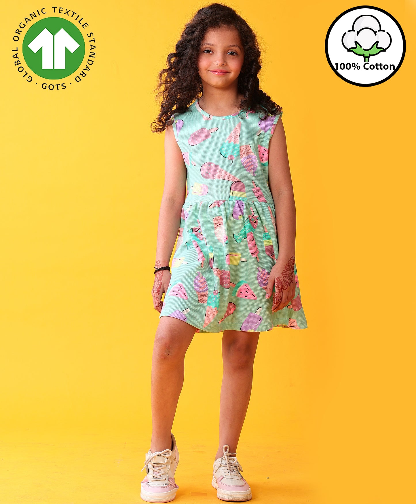 ICECREAM GIRLS SUMMER SLEEVELESS PARTY DRESS - AQUA