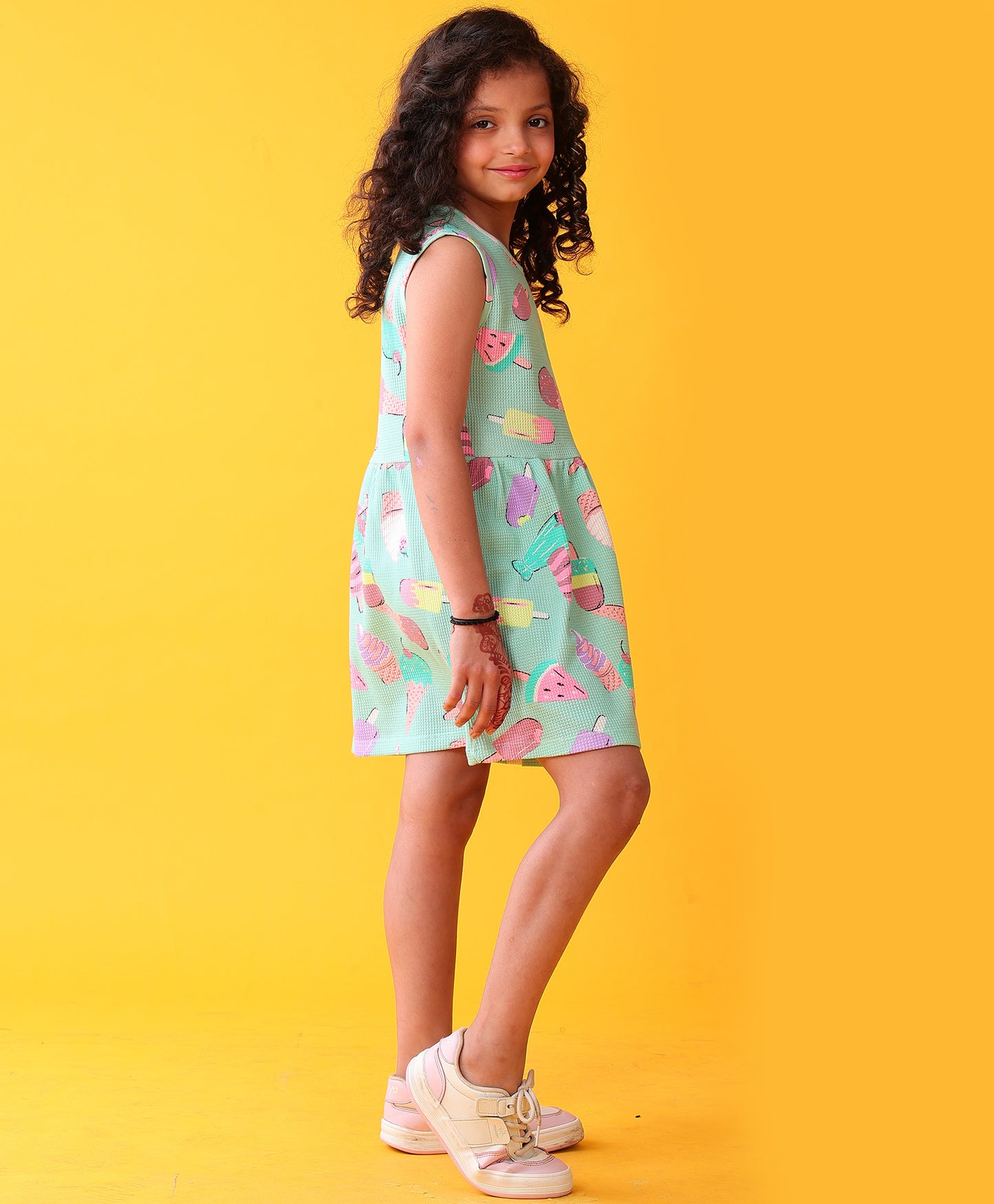 ICECREAM GIRLS SUMMER SLEEVELESS PARTY DRESS - AQUA