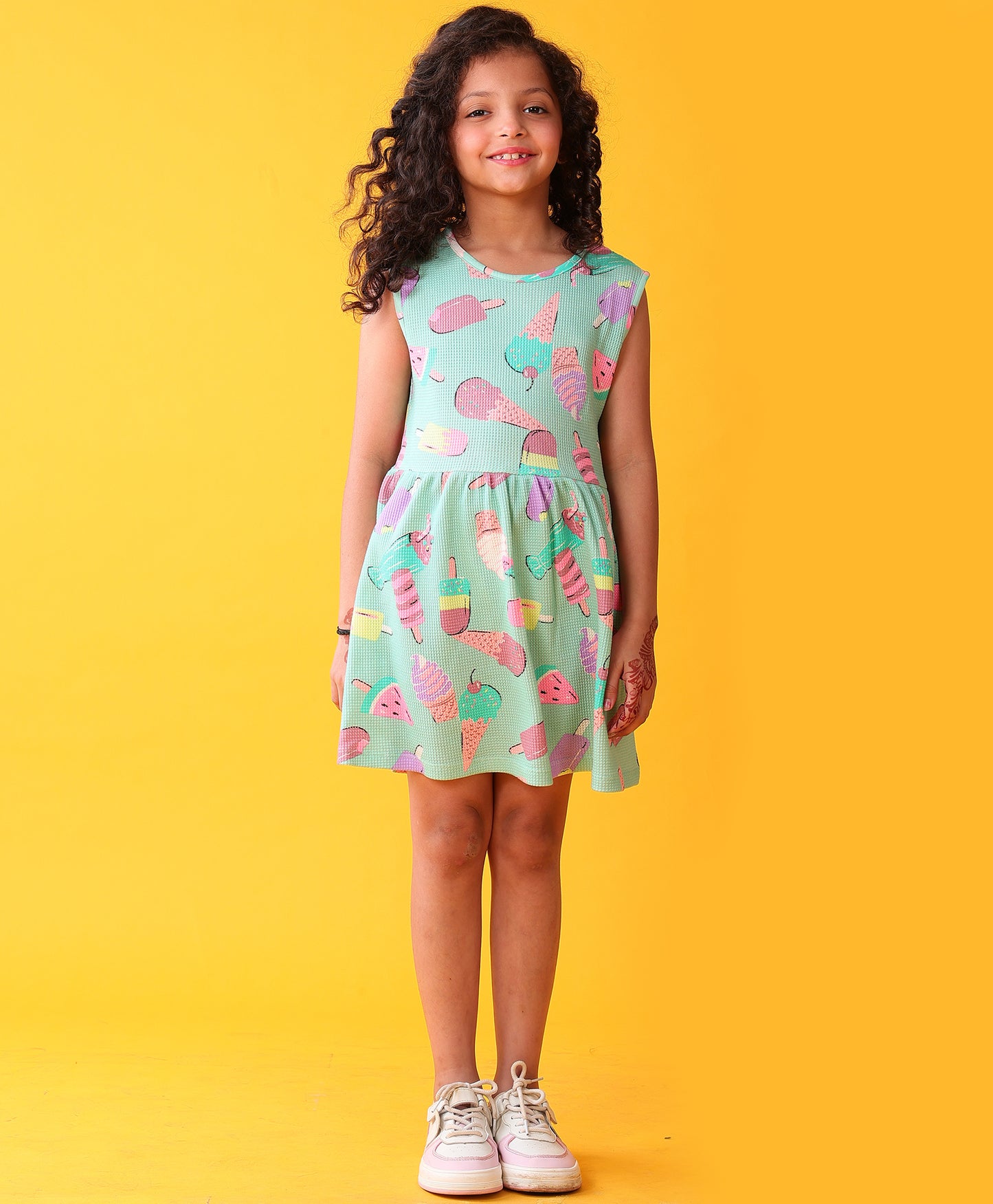 ICECREAM GIRLS SUMMER SLEEVELESS PARTY DRESS - AQUA