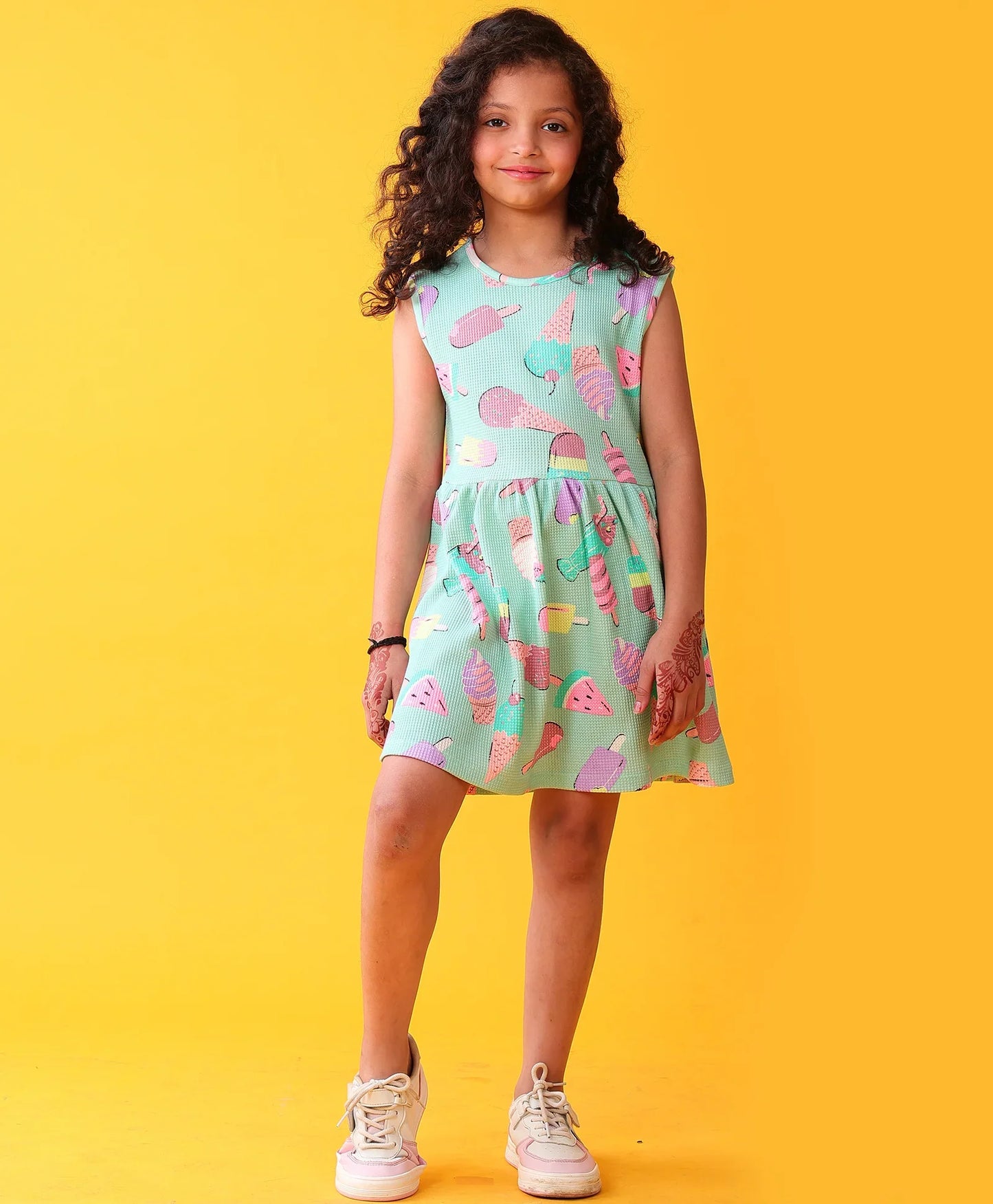 ICECREAM GIRLS SUMMER SLEEVELESS PARTY DRESS - AQUA