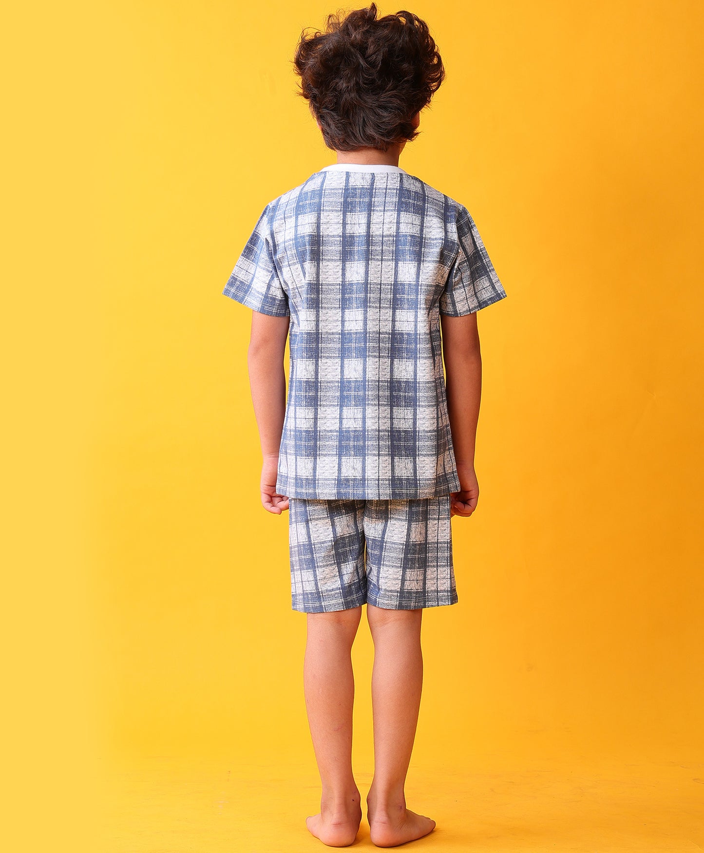 CHECK BLUE SLEEPWEAR SHORTS SET - BLUE