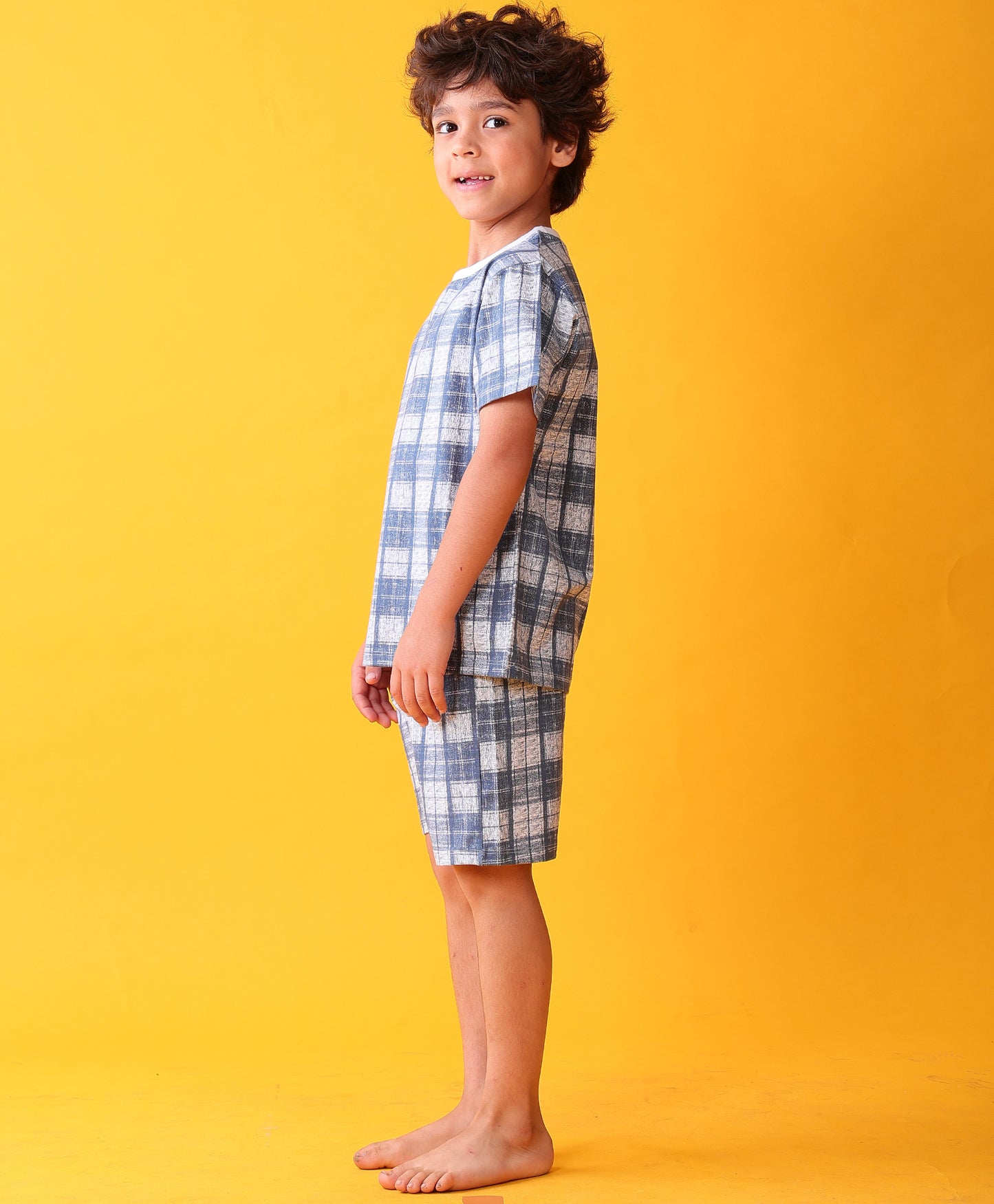 CHECK BLUE SLEEPWEAR SHORTS SET - BLUE