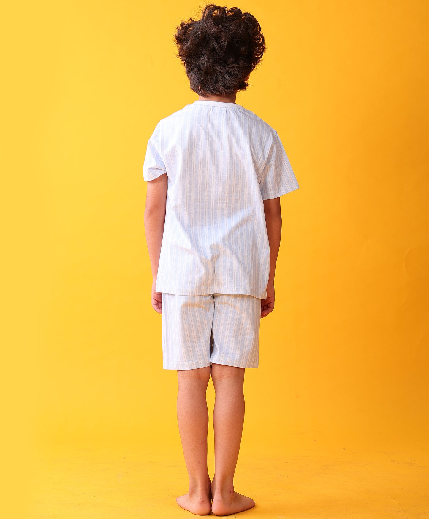 STRIPED BLUE SLEEPWEAR SHORTS SET - BLUE