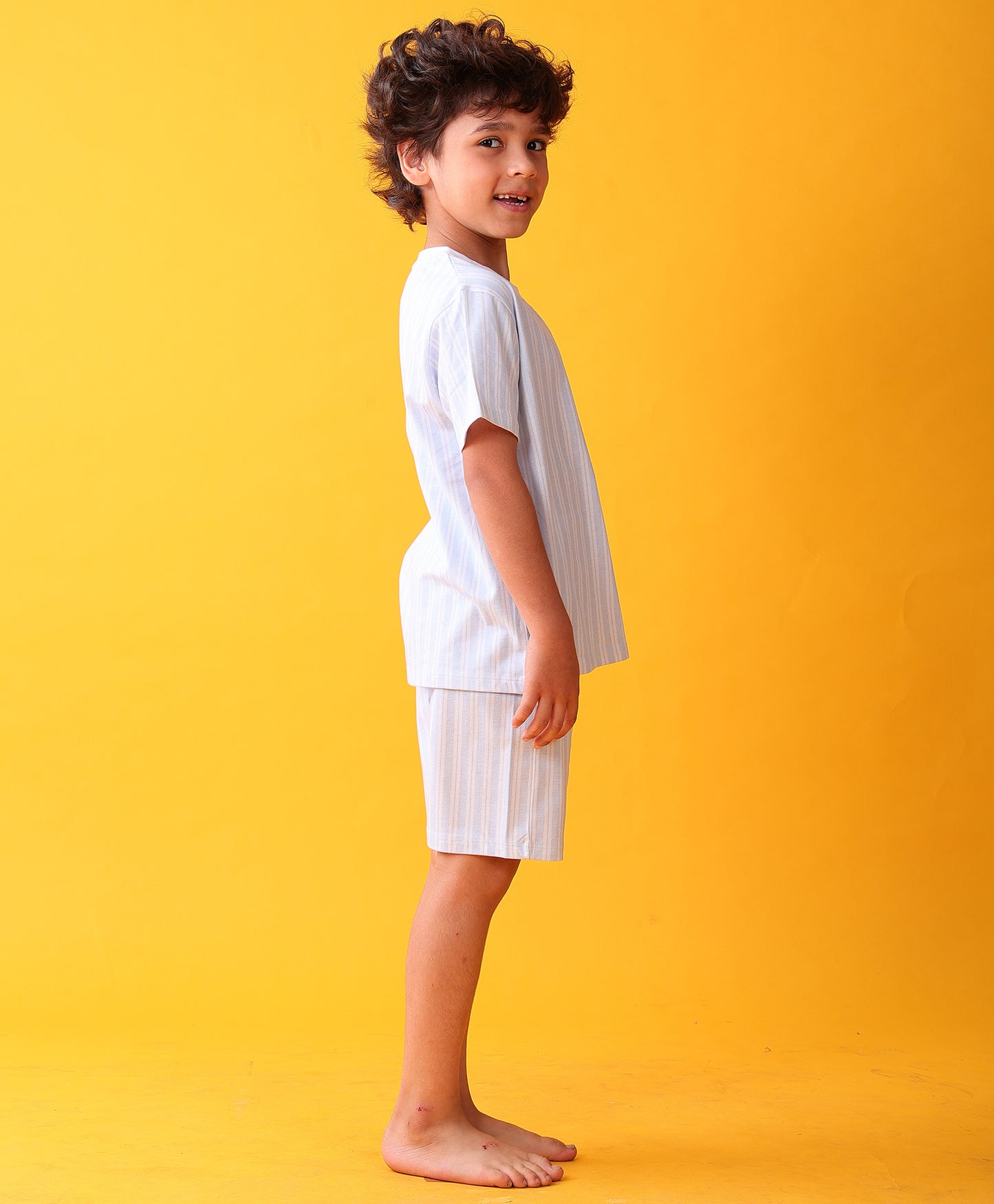 STRIPED BLUE SLEEPWEAR SHORTS SET - BLUE