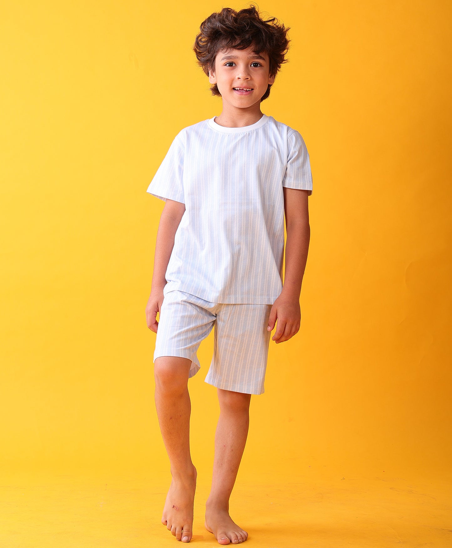 STRIPED BLUE SLEEPWEAR SHORTS SET - BLUE