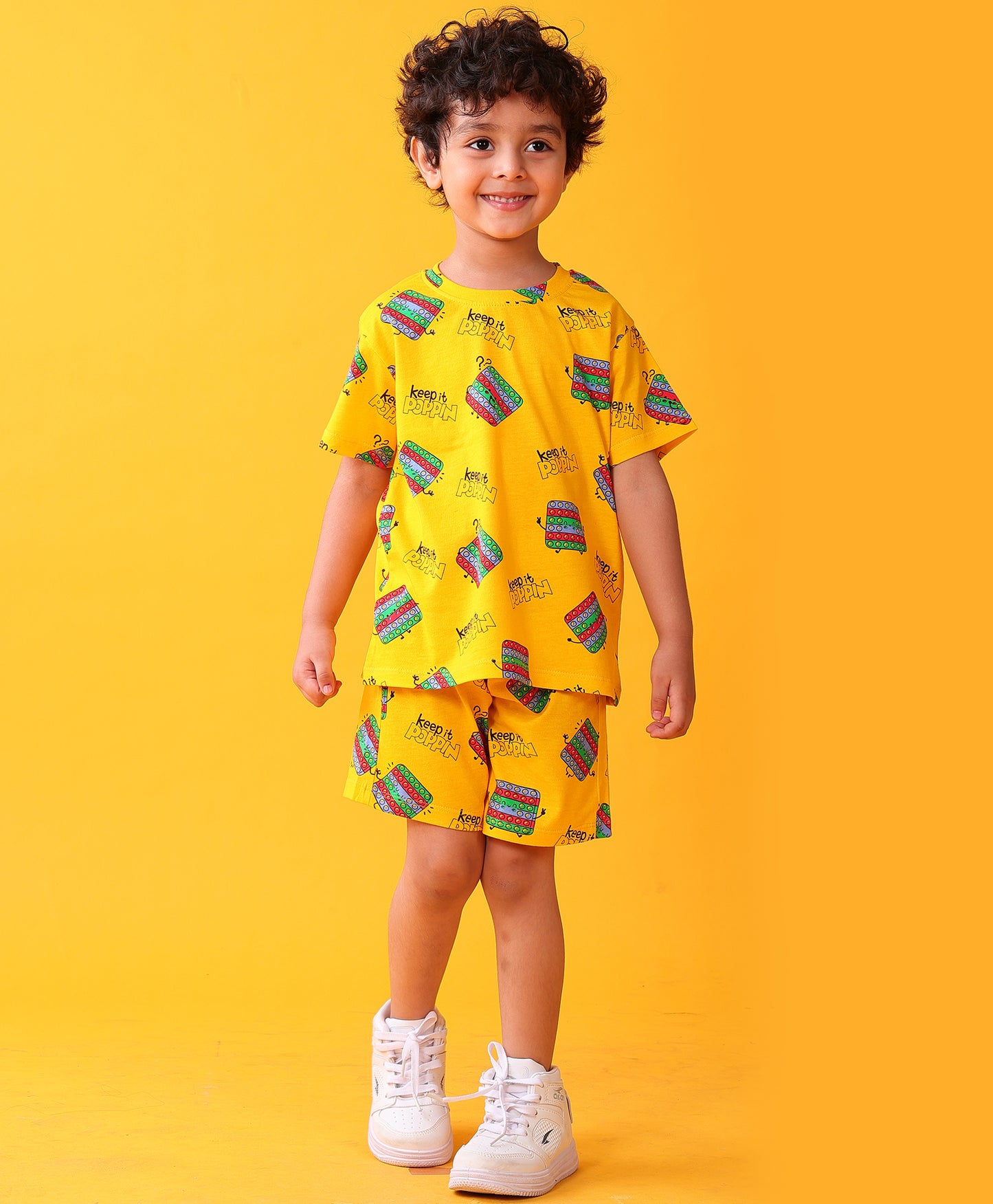 POP IT PLAYTIME T-SHIRT SHORTS SET - YELLOW