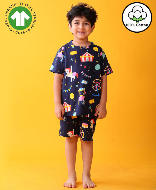 CARNIVAL CIRCUS SLEEPWEAR SHORTS SET - NAVY