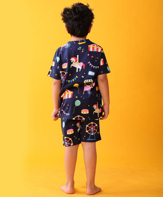 CARNIVAL CIRCUS SLEEPWEAR SHORTS SET - NAVY