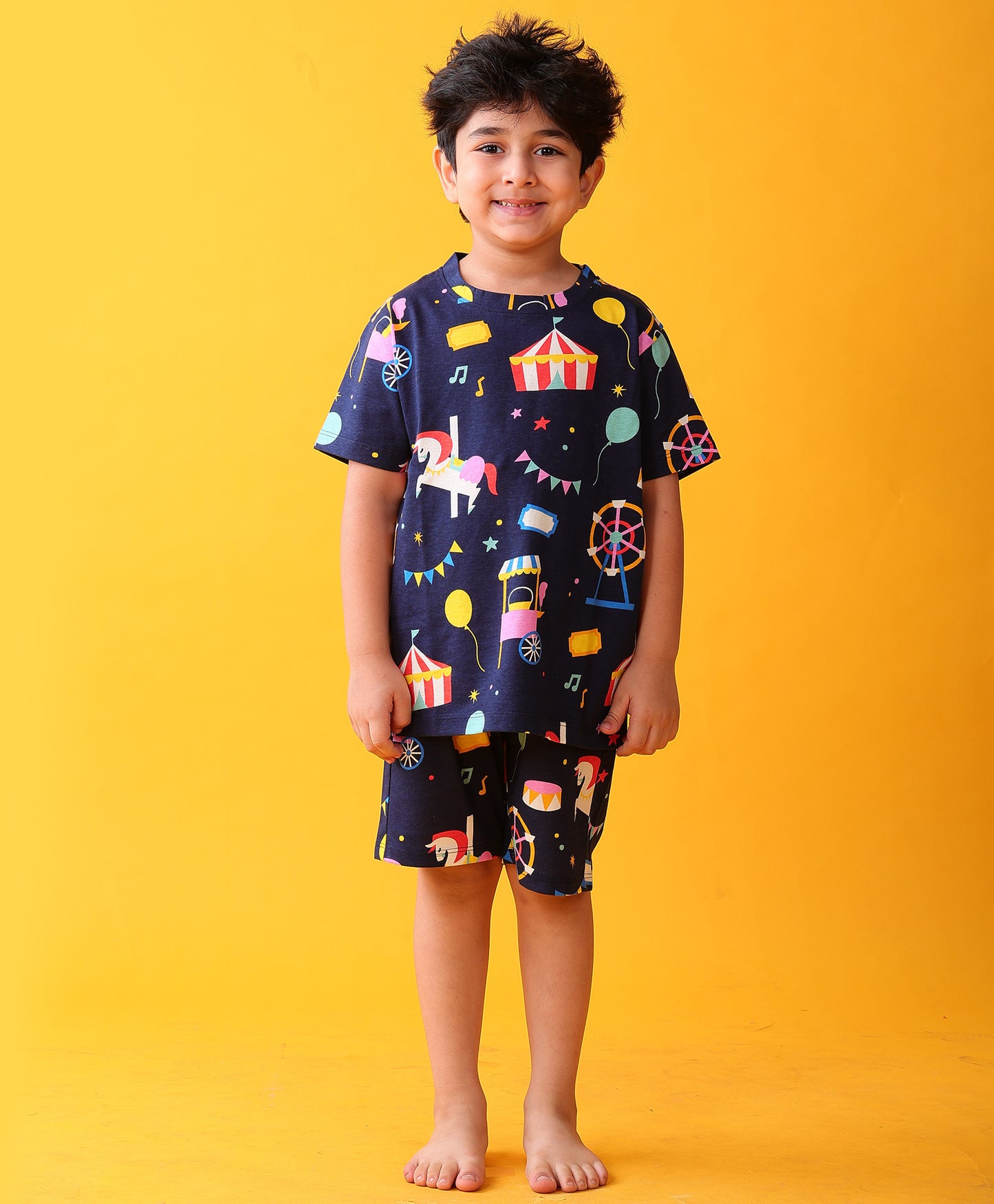 CARNIVAL CIRCUS SLEEPWEAR SHORTS SET - NAVY