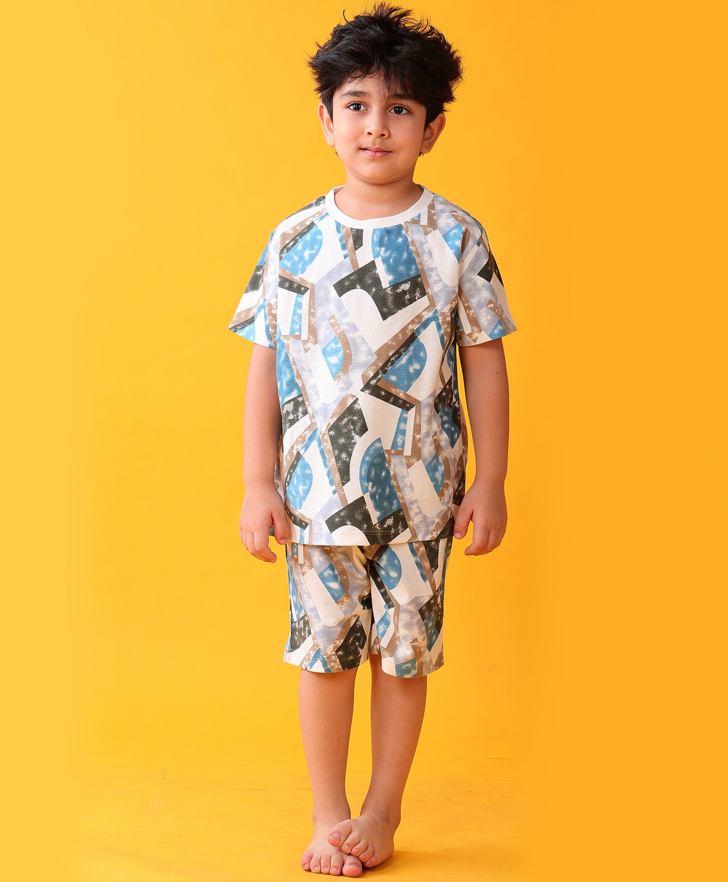ZIG ZAG BRIGHT BLUE SLEEPWEAR SHORTS SET - BLUE