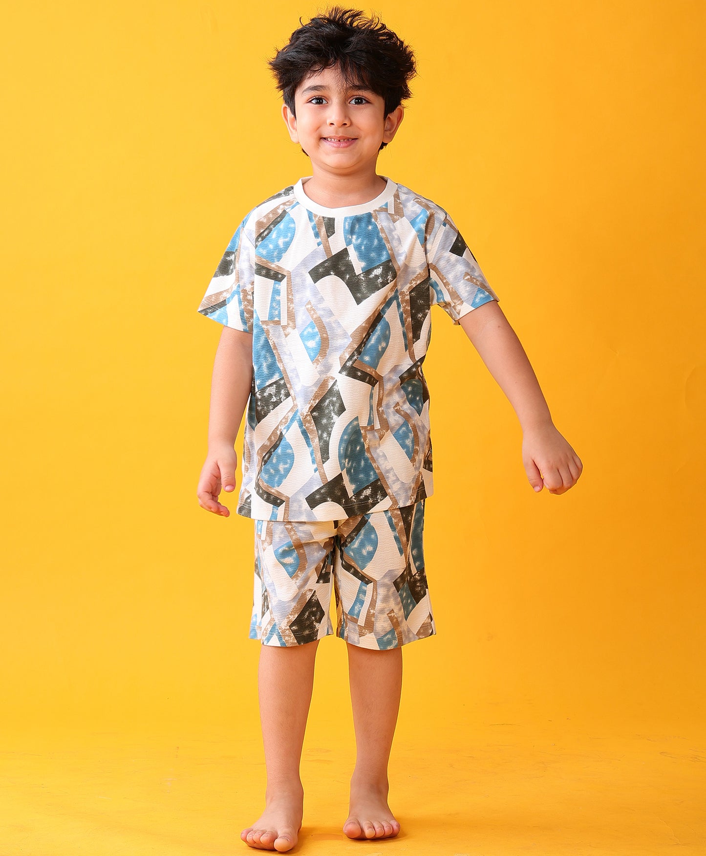 ZIG ZAG BRIGHT BLUE SLEEPWEAR SHORTS SET - BLUE