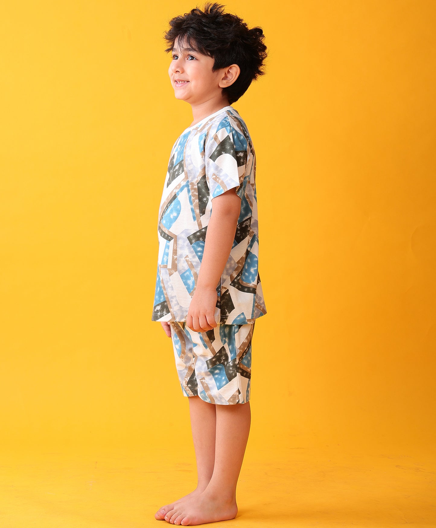 ZIG ZAG BRIGHT BLUE SLEEPWEAR SHORTS SET - BLUE