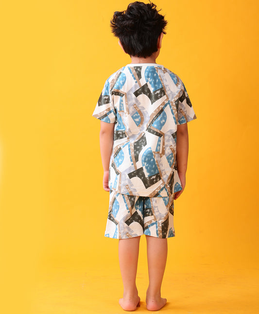 ZIG ZAG BRIGHT BLUE SLEEPWEAR SHORTS SET - BLUE