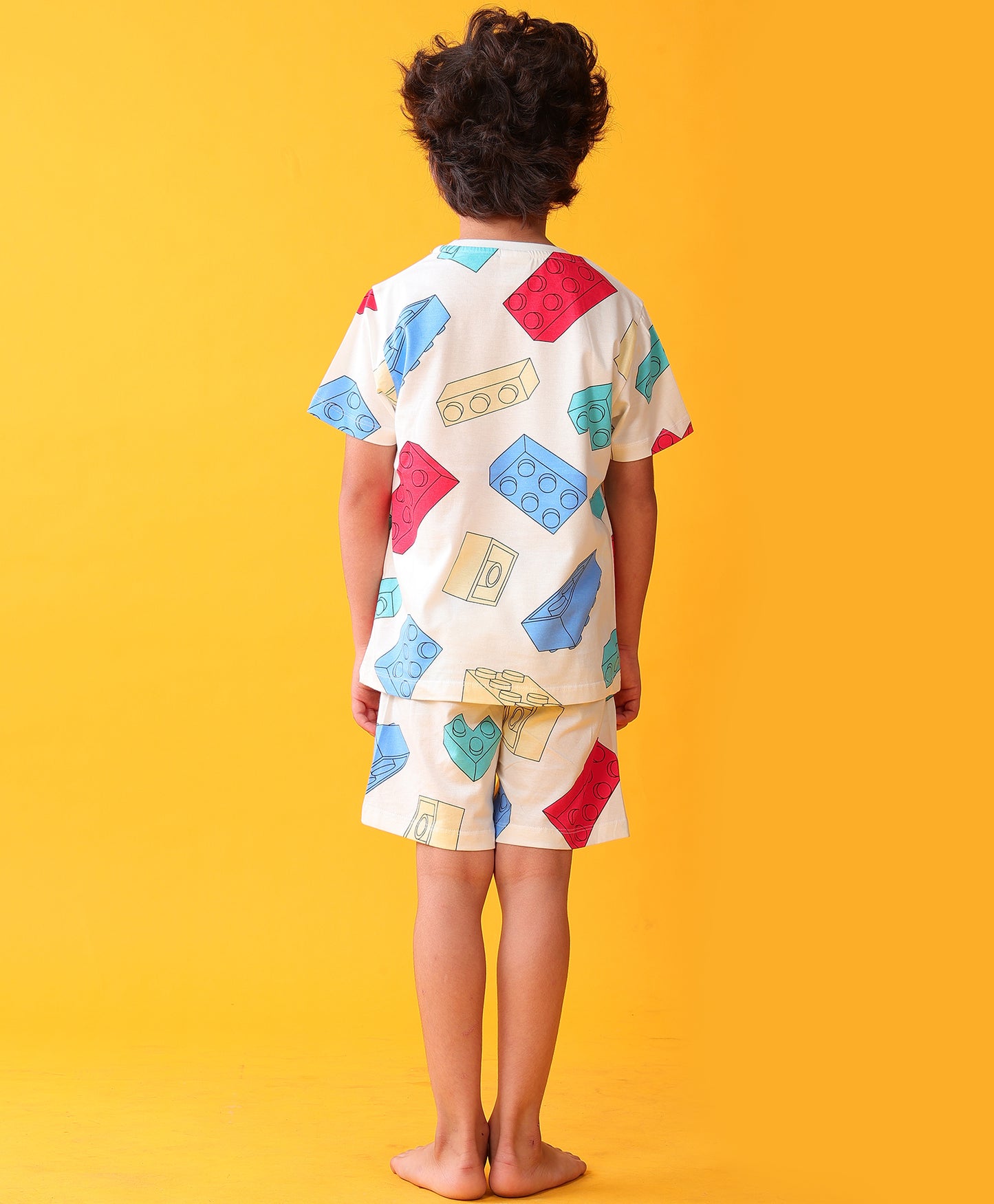 BUILDING BLOCKS SLEEPWEAR SHORTS SET - WHITE