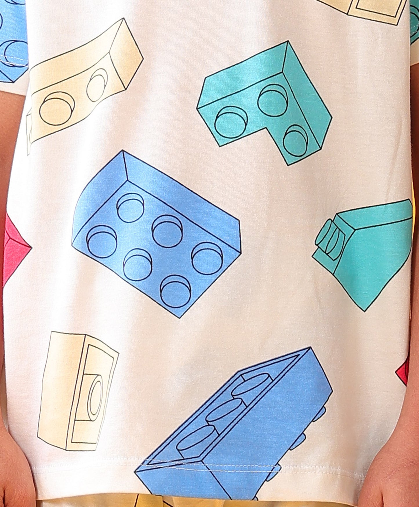 BUILDING BLOCKS SLEEPWEAR SHORTS SET - WHITE