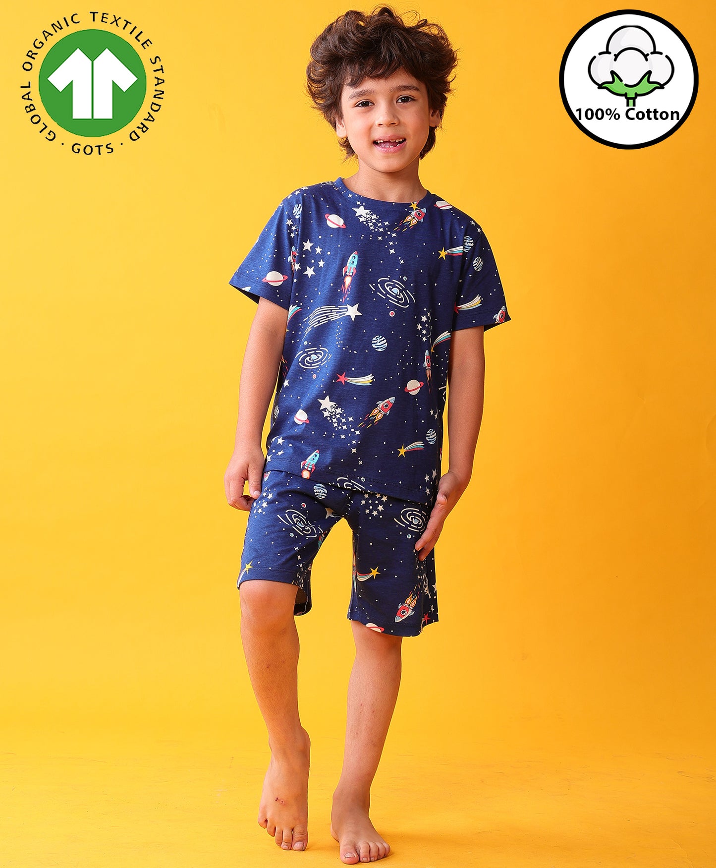 SOLAR SYSTEM DREAM SLEEPWEAR SHORTS SET - NAVY